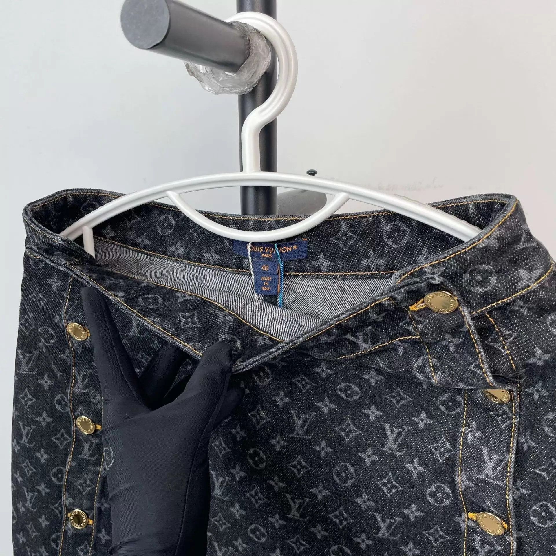 Louis Vuitton LV Gray Denim Print Skirt S Size 28" / US 6 / IT 42 - 4 Thumbnail