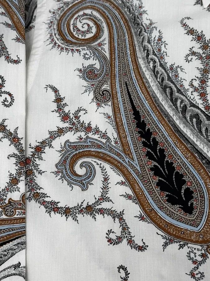 Prada 2000s Prada White Paisley Pattern Light Shirt Size US M / EU 48-50 / 2 - 9 Thumbnail