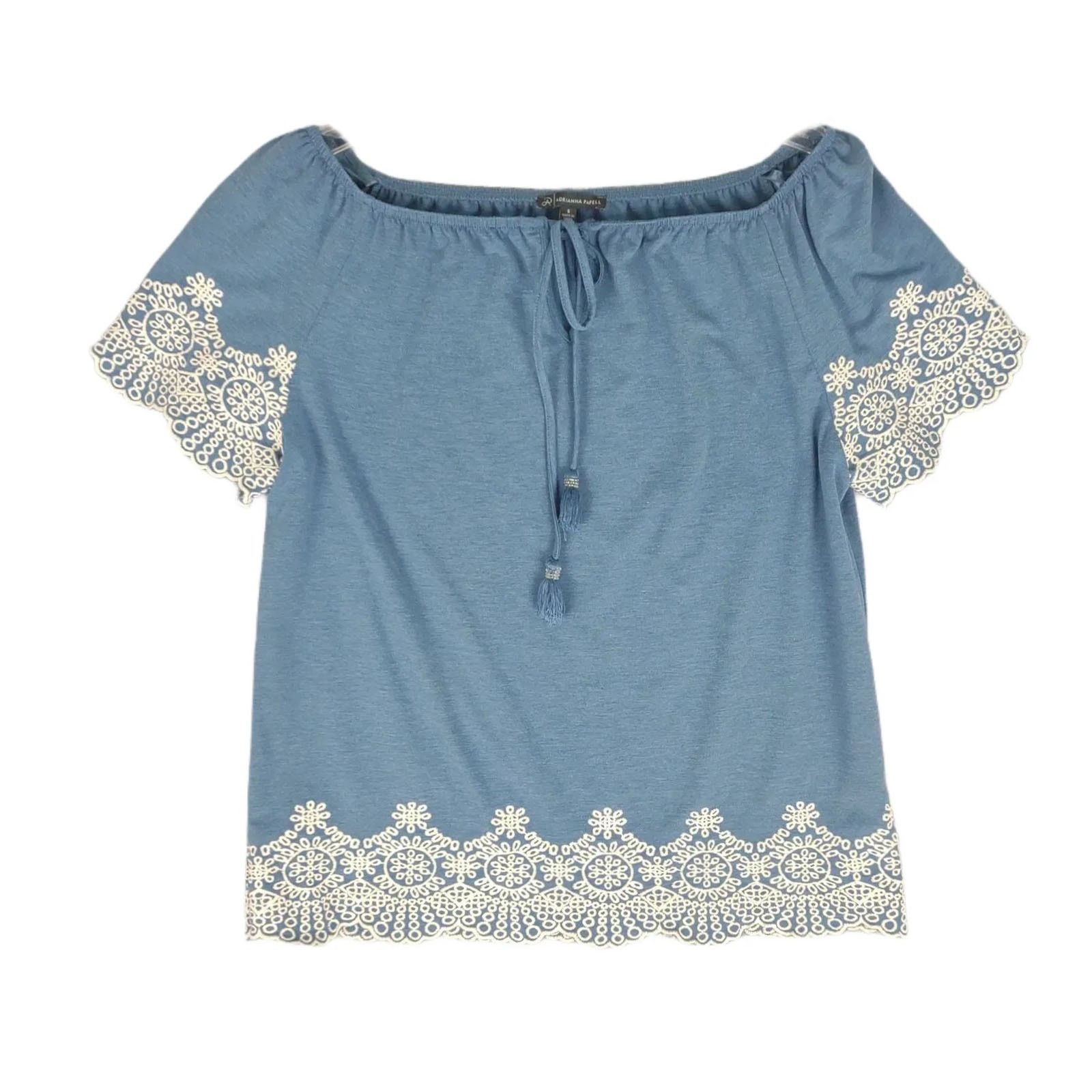 Adrianna Papell ADRIANNA PAPELL Embroidered Lace Off-Shoulder Blouse Top Size S / US 4 / IT 40 - 2 Thumbnail