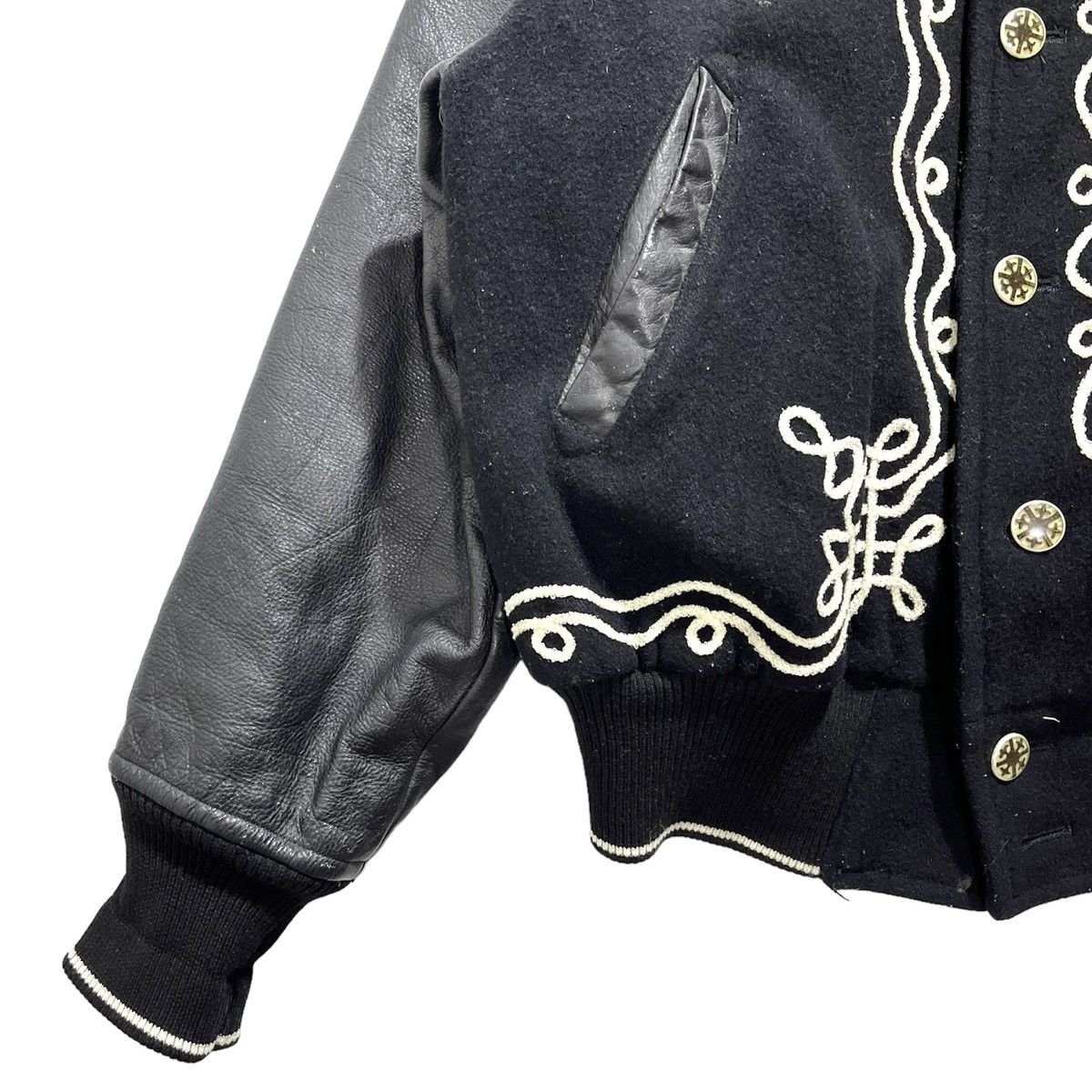 Nicole Club 1990s Nicole Club Rope Embroidery Leather Varsity Jacket Size US M / EU 48-50 / 2 - 8 Thumbnail