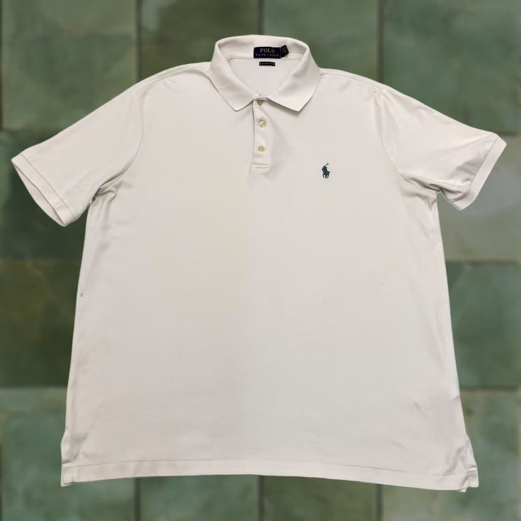Polo Ralph Lauren Polo Ralph Lauren Polo Shirt Mens Large White Classic Fit Short Sleeve Cotton Size US L / EU 52-54 / 3 - 1 Thumbnail