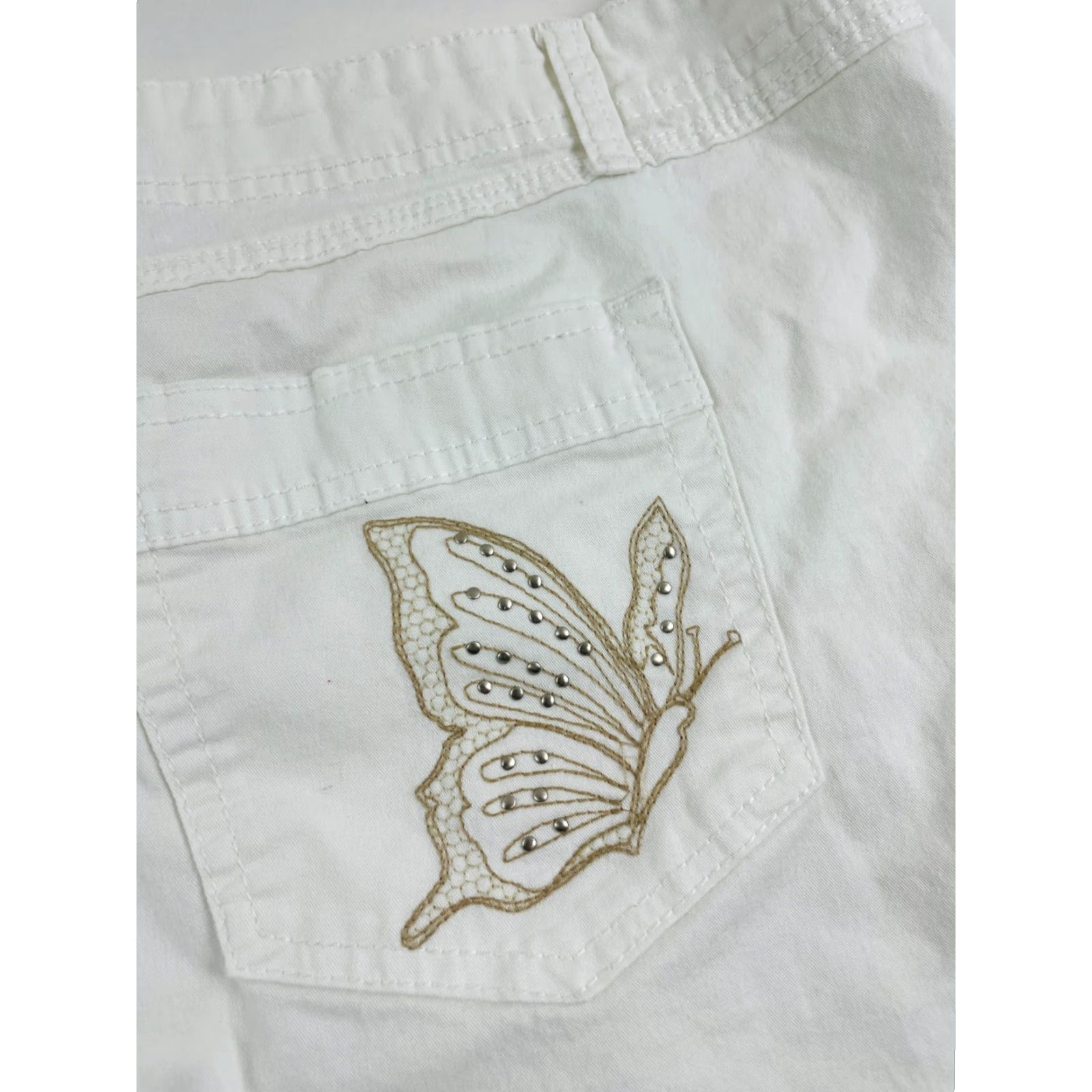 Vintage JMS Shorts Women's Plus Size 20W White Butterfly Embroidered Pockets Bermuda Size 42" / US 20 - 3 Thumbnail