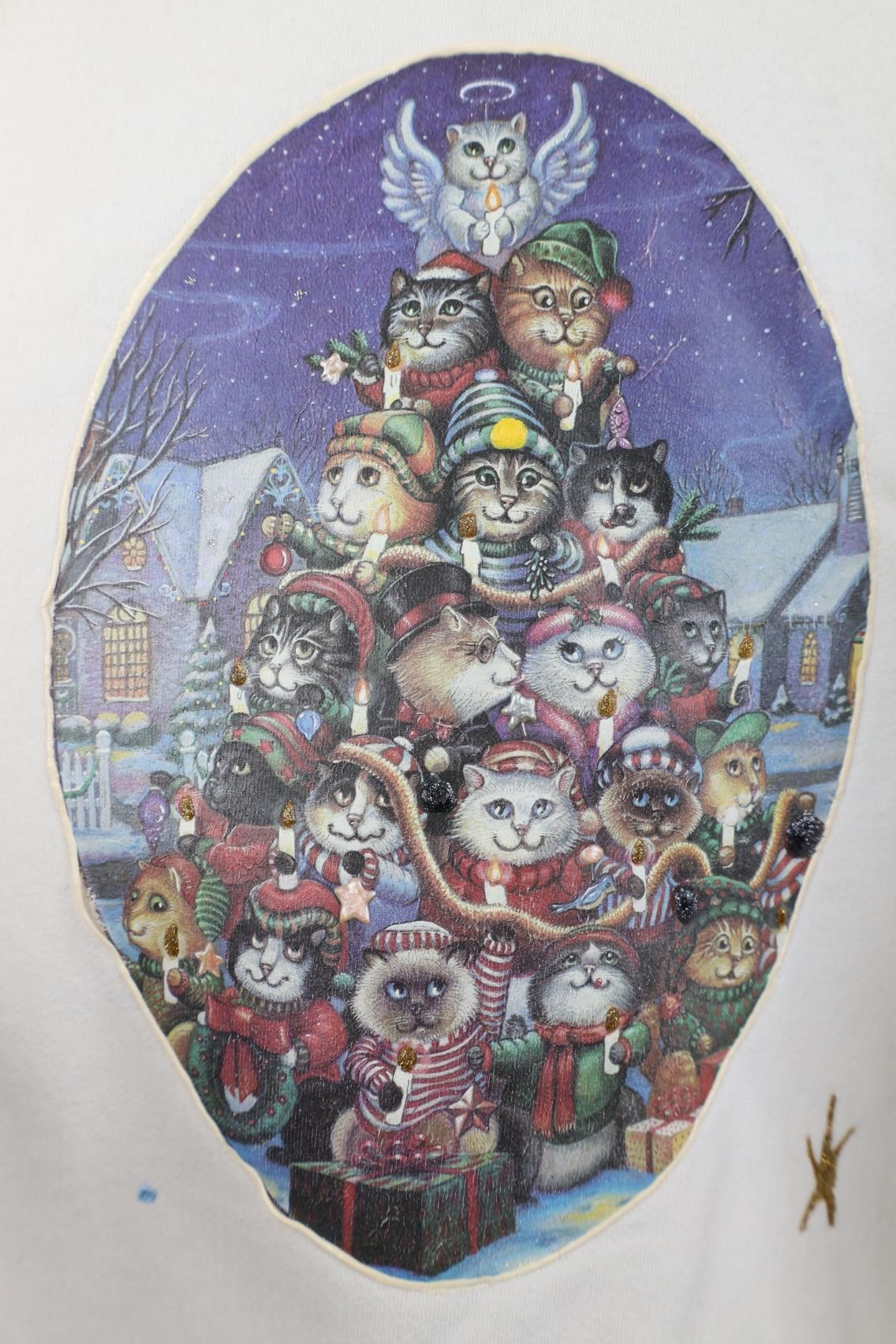 Vintage Vintage 90s Streetwear Christmas Tree Cat Kitten Sweatshirt Size XL / US 12-14 / IT 48-50 - 4 Thumbnail