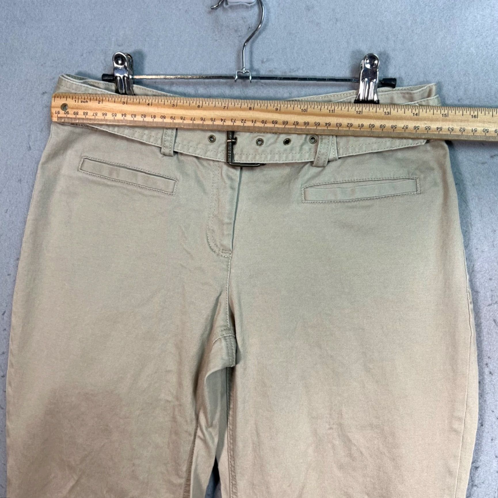 Tommy Hilfiger TOMMY HILFIGER Women's Khaki Wide-Leg Chino Pants Size 4 Cotton Blend Regular Size 27" / US 4 / IT 40 - 5 Thumbnail