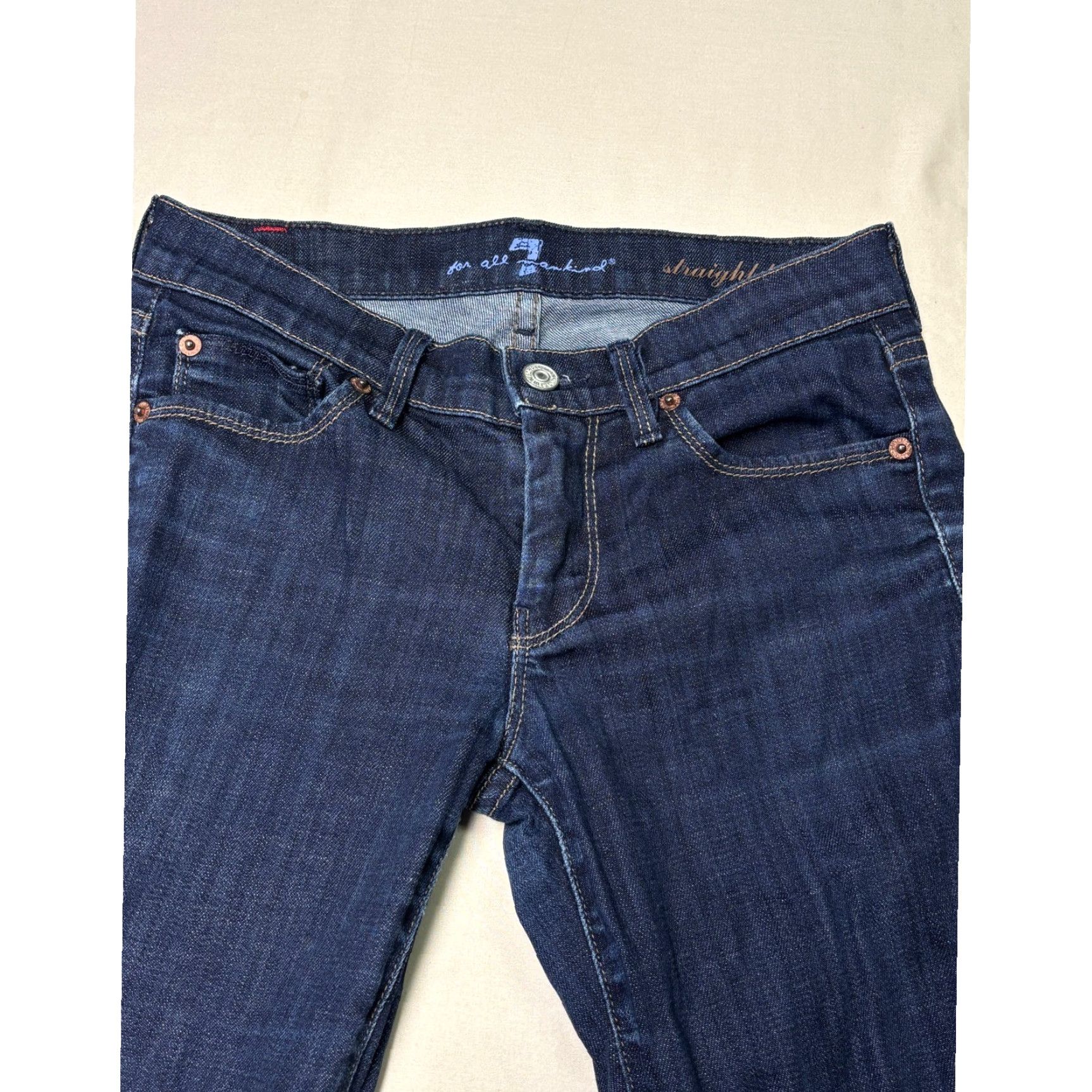7 For All Mankind 7 For All Mankind Jeans Women Size 28X28 Dark Wash Straight Leg Denim Cotton Spandex Zip Button 5-Pocket Classic Fit Womens Size 28" / US 6 / IT 42 - 2 Thumbnail