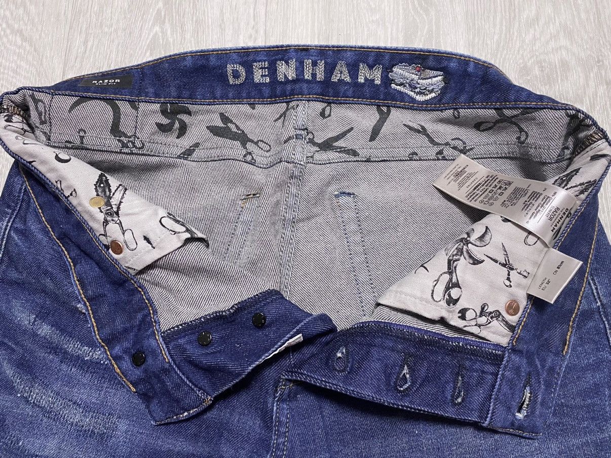 DENHAM Razor Washed Distressed Patchwork Stitched Fringed Torn Size US 30 / EU 46 - 18 Thumbnail