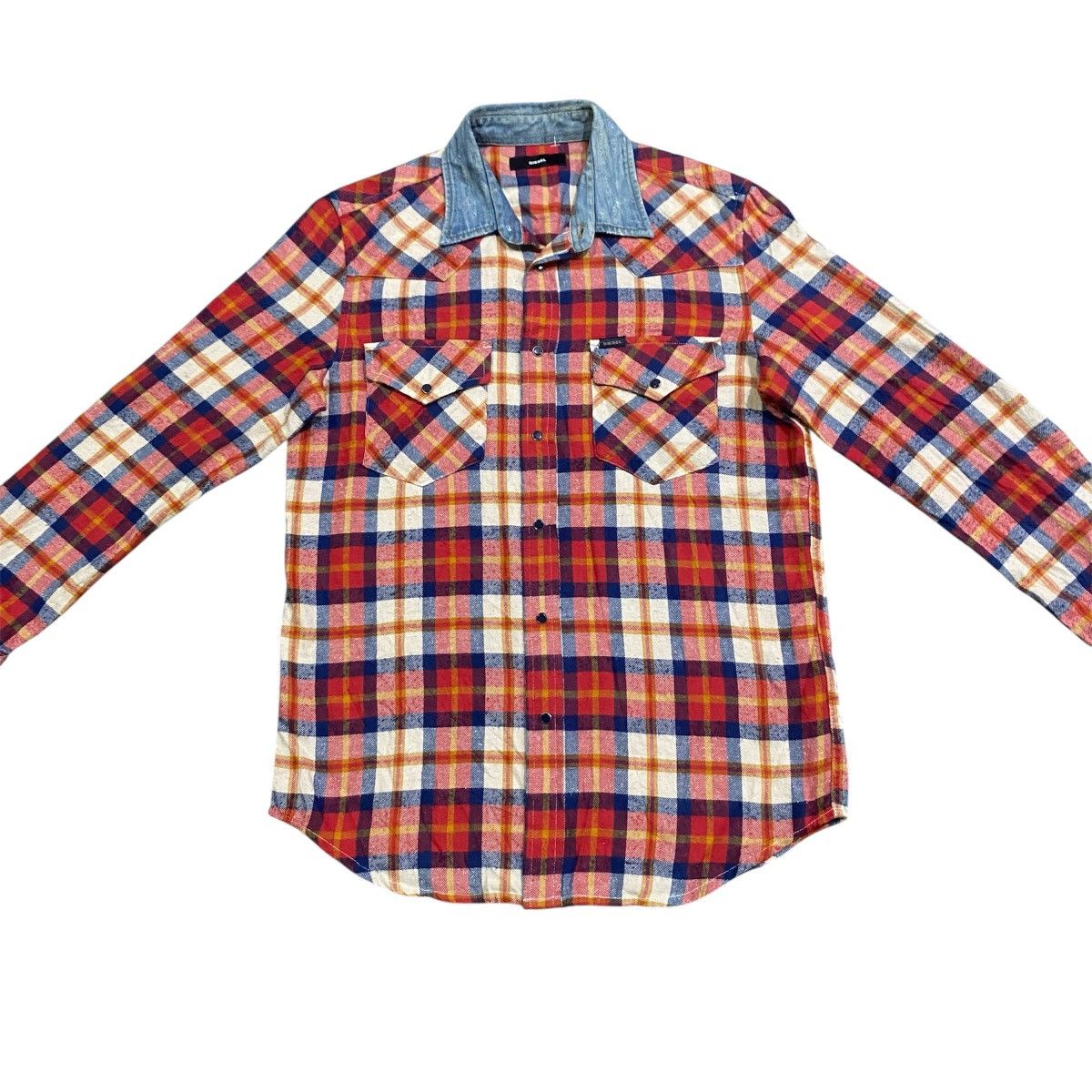 Diesel Diesel Red Camicia Western Flannel Snap Button Denim Collar Size US S / EU 44-46 / 1 - 2 Thumbnail