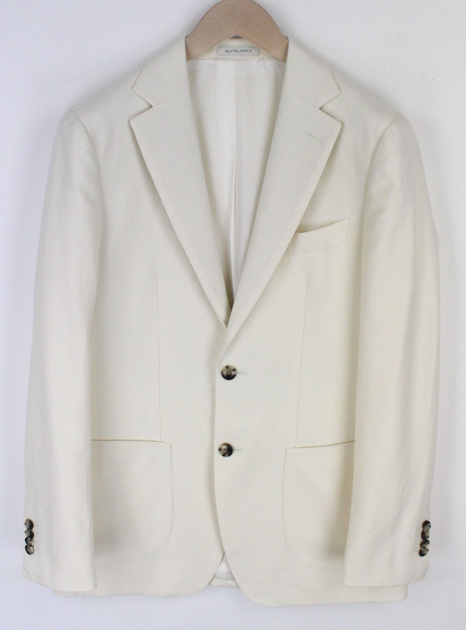 image of Suitsupply Havana Uk36R Off-White Cotton Slim Blazer 72351 in Off White, Men's