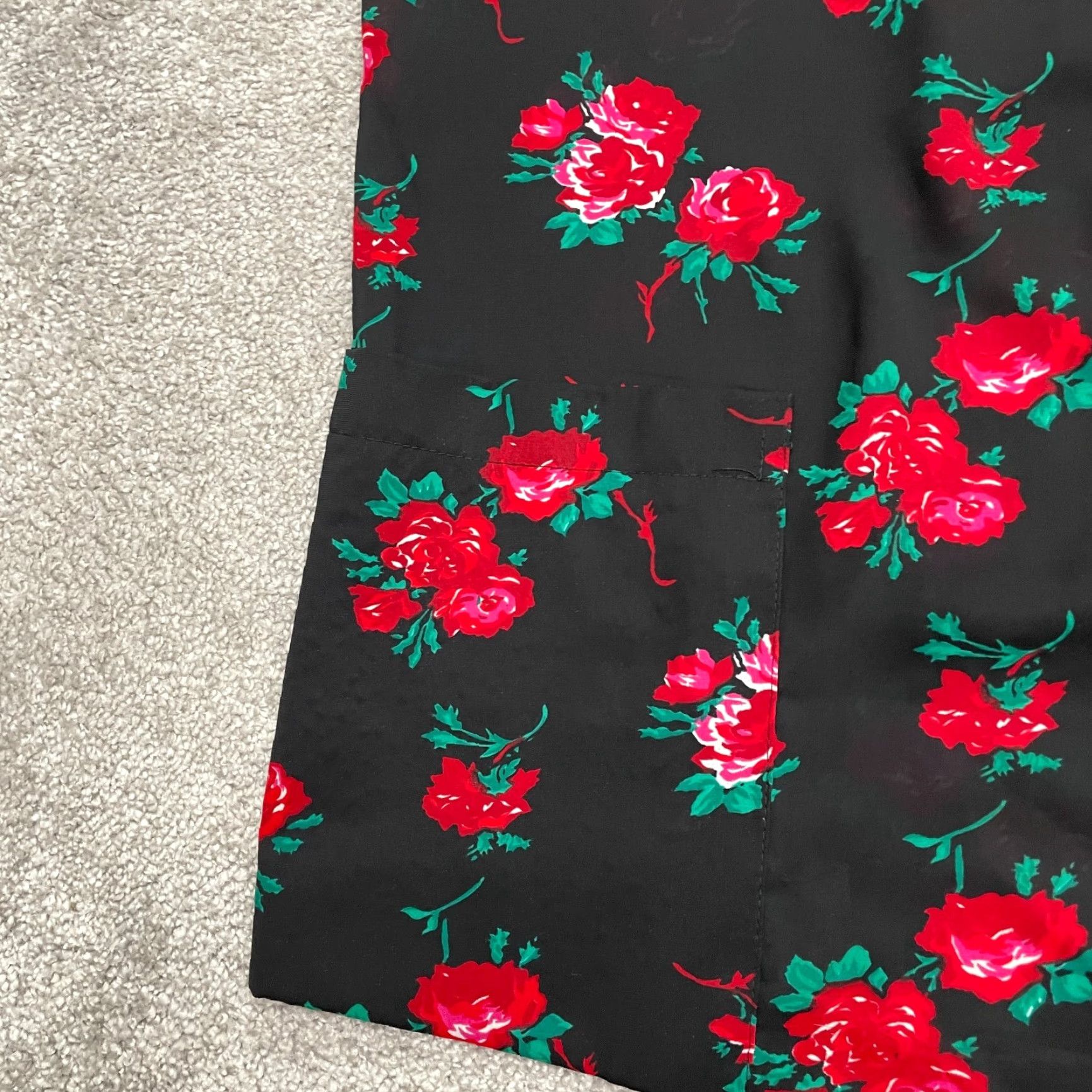 Vintage Norton McNaughton Tunic Button-Up Blouse Womens 16 Black Floral Half Sleeve Top Size XXL / US 16-18 / IT 52-54 - 4 Thumbnail