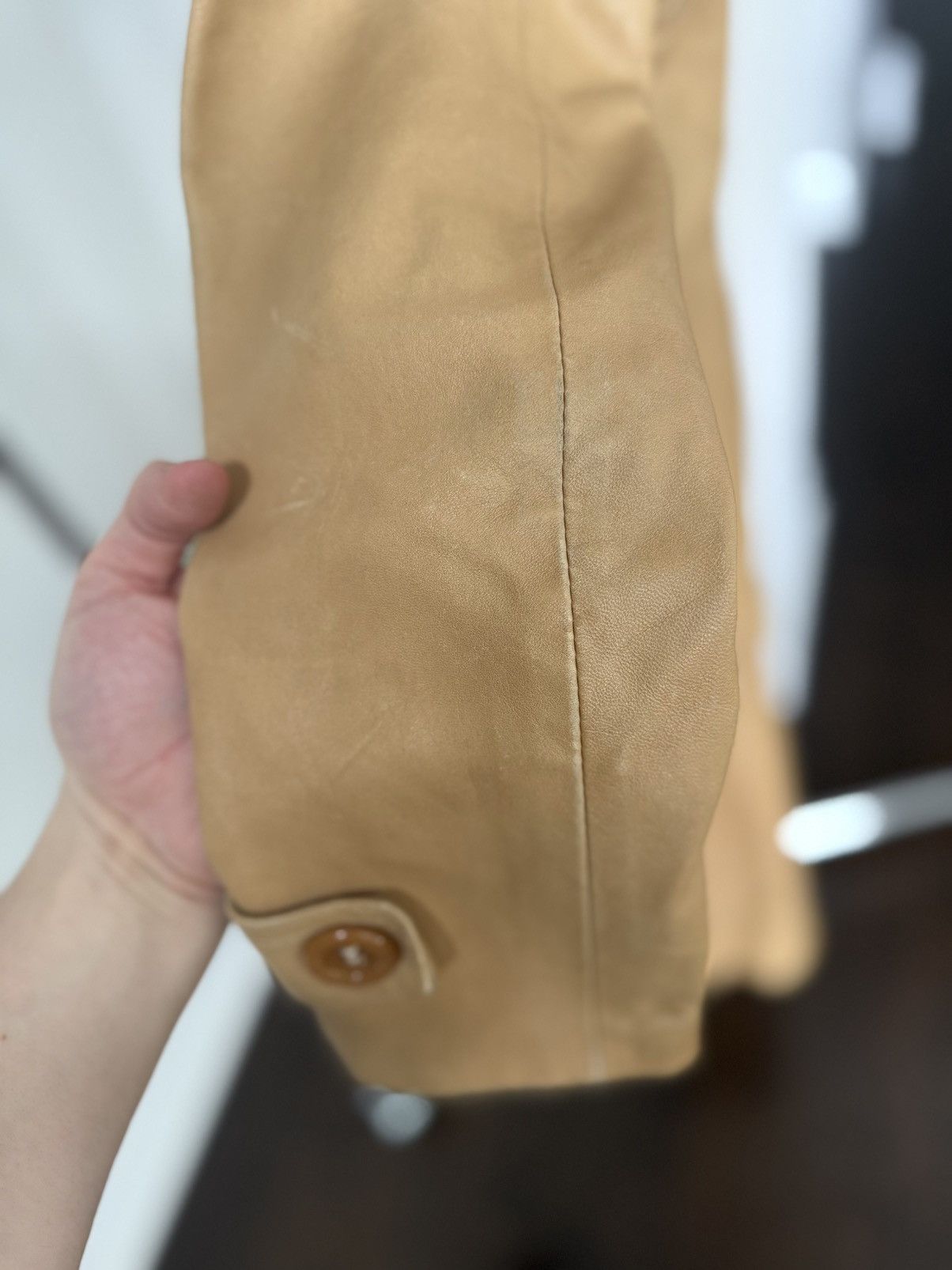 Other Vintage 1960sEuro Camel Leather Double Breasted Trench Coat Size M / US 6-8 / IT 42-44 - 16 Thumbnail