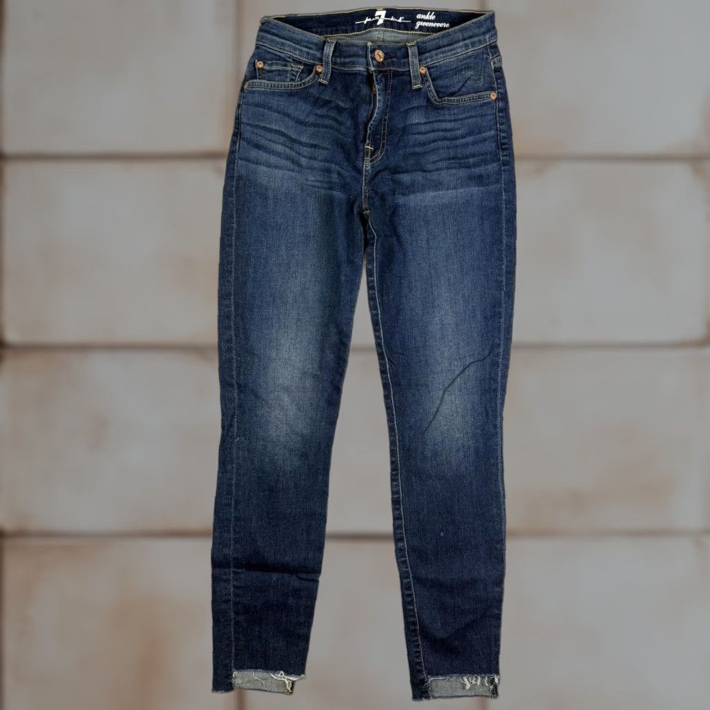 7 For All Mankind 7 For All Mankind Jeans Women's 26 Ankle Skinny Gwenevere Distressed Hem Blue Mens/Hers 0 Size 26" / US 2 / IT 38 - 1 Thumbnail