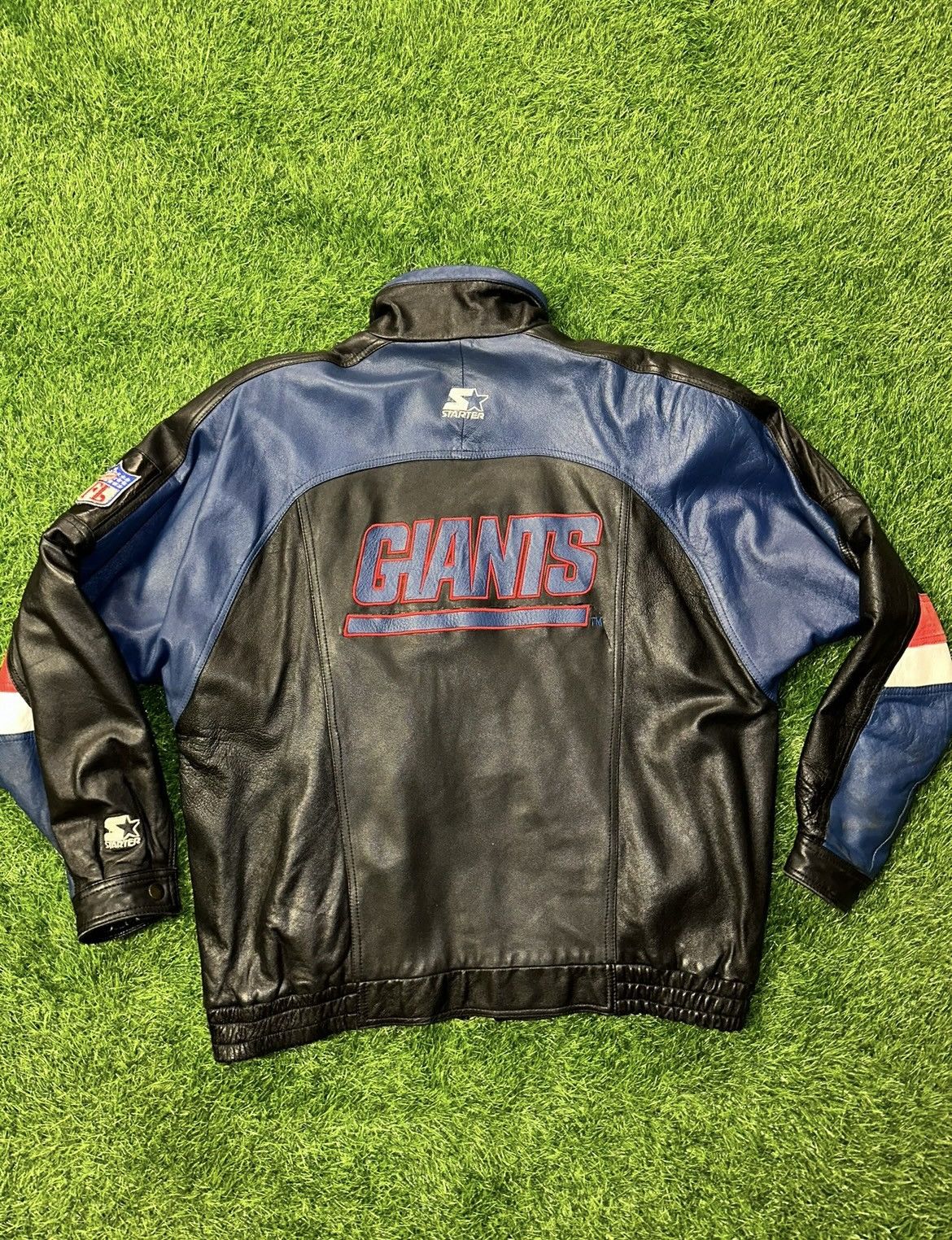 NFL × Starter × Vintage Vintage Starter Nfl New York Giants Leather Jacket Size M Size US M / EU 48-50 / 2 - 2 Thumbnail
