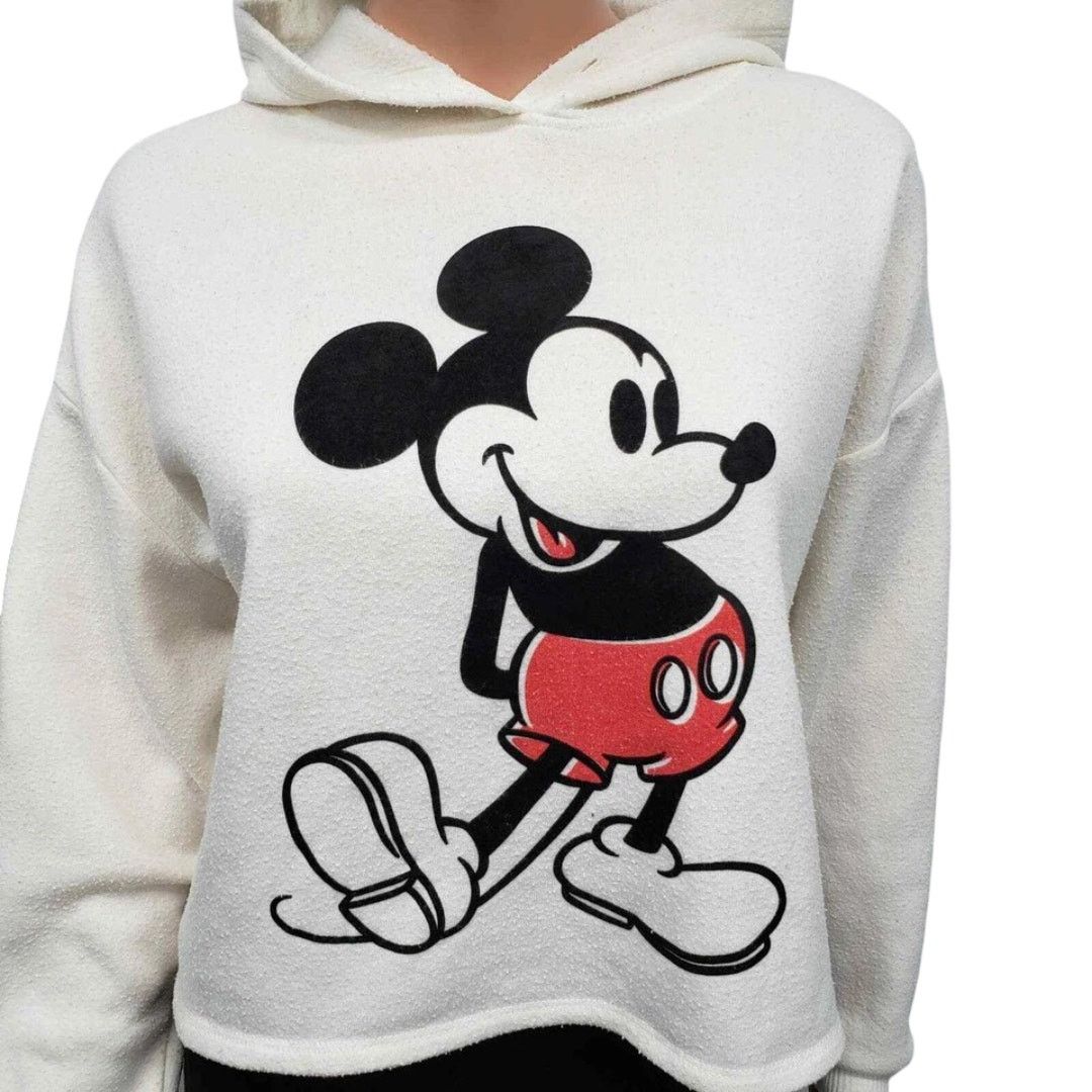 Disney Disney Mickey Mouse Hoodie Fleece Sweatshirt Hooded Cropped Size XS / US 0-2 / IT 36-38 - 3 Thumbnail