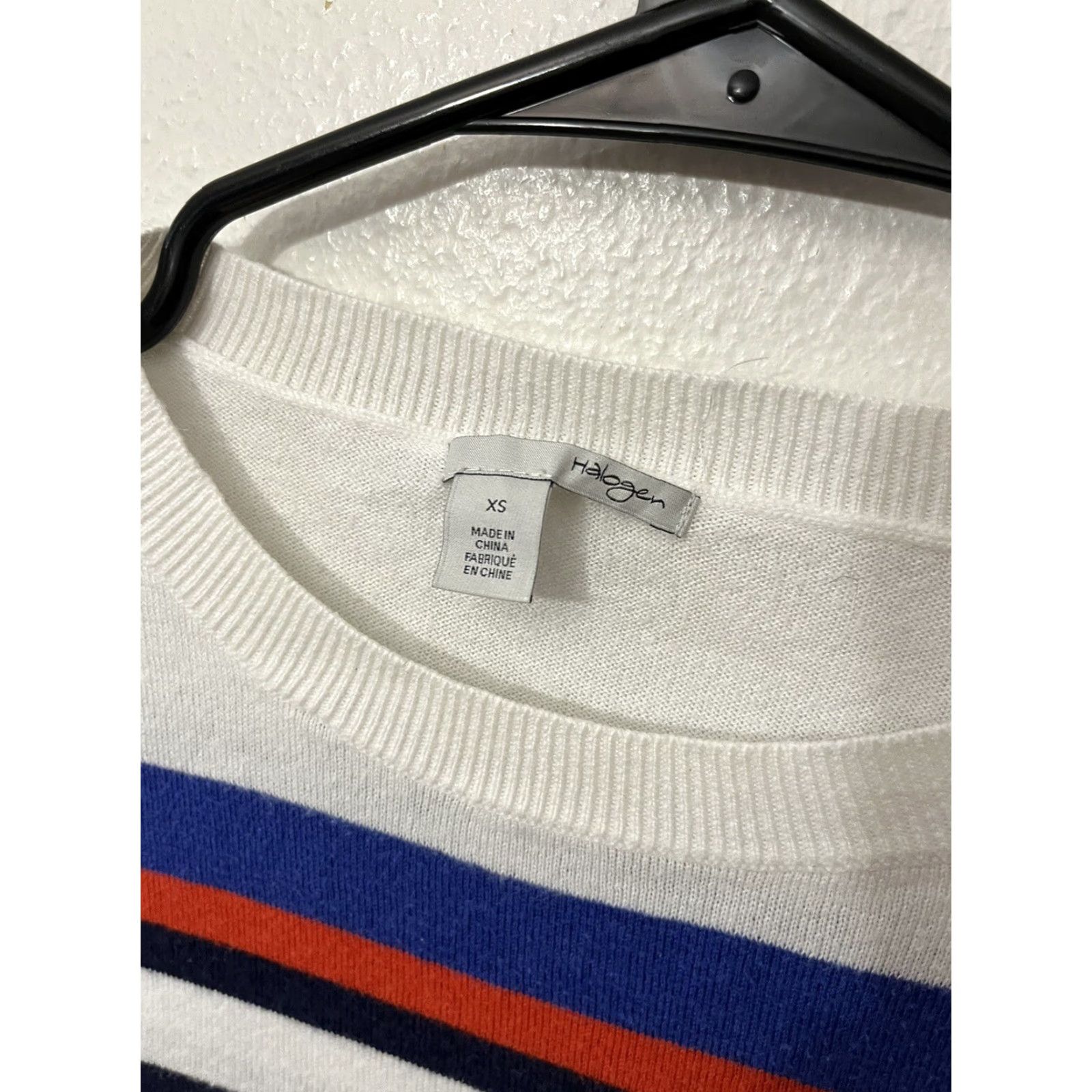 Vintage Halogen Shirt Women XS White Striped Lightweight Cotton Knit Ring Neck Pullover 3/4 Sleeve Classic Modern Mens Girls? Size XS / US 0-2 / IT 36-38 - 3 Thumbnail