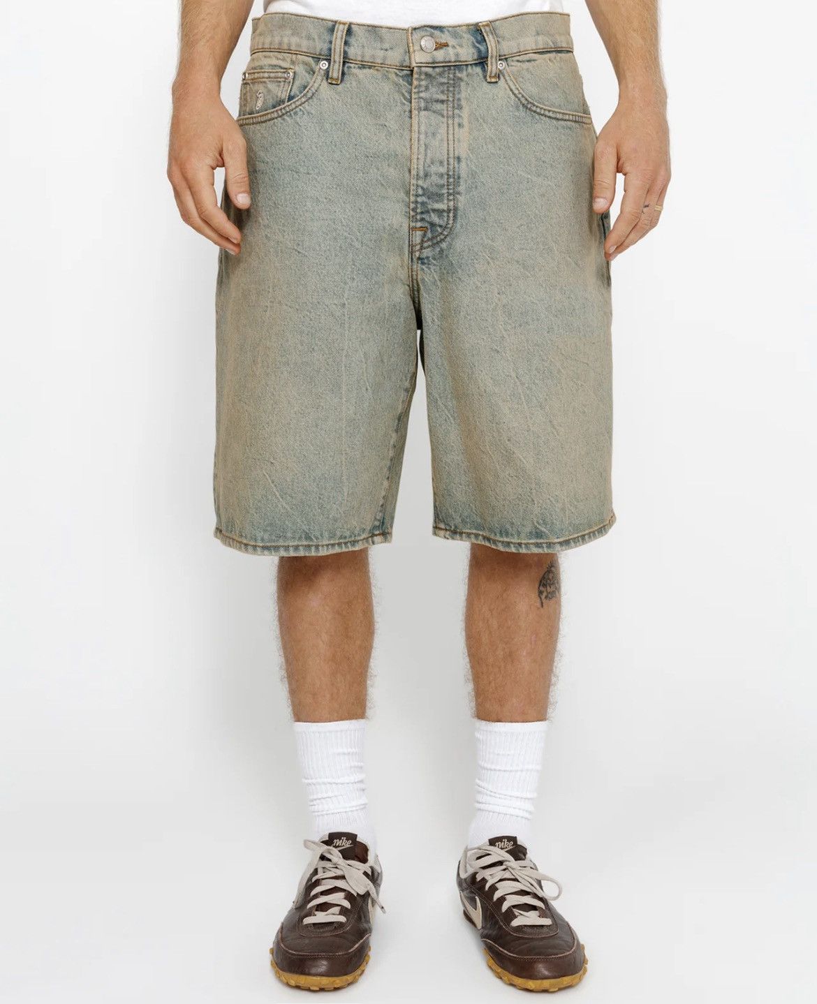 パンツ Stussy BIG OL' SHORT DENIM BeachWash 32 Streetwear × Stussy × Vintage Stussy Big Ol' Short Beach
