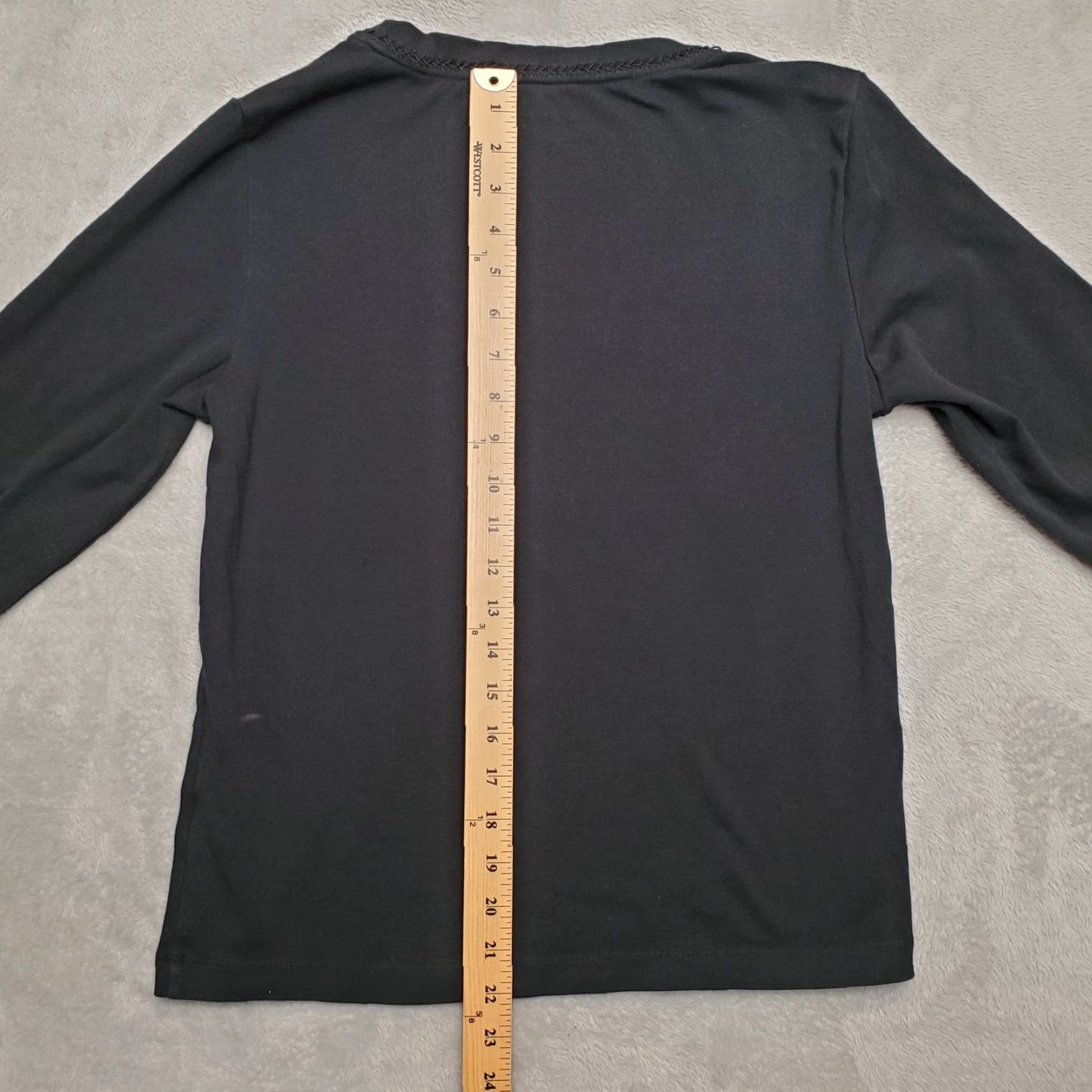 Vintage Chicos Shirt Women 8 Black Cotton Blend Long Sleeve Casual TEE Shirt Size M / US 6-8 / IT 42-44 - 6 Thumbnail