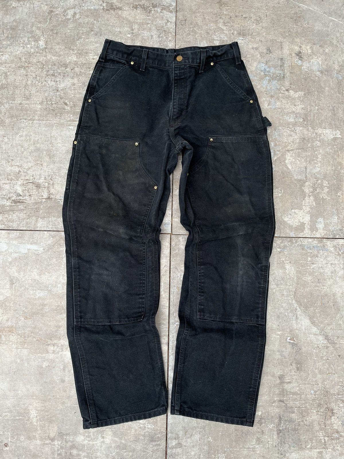 image of 90's Faded Carhartt Double Knee Pants in Black, Men's (Size 31)