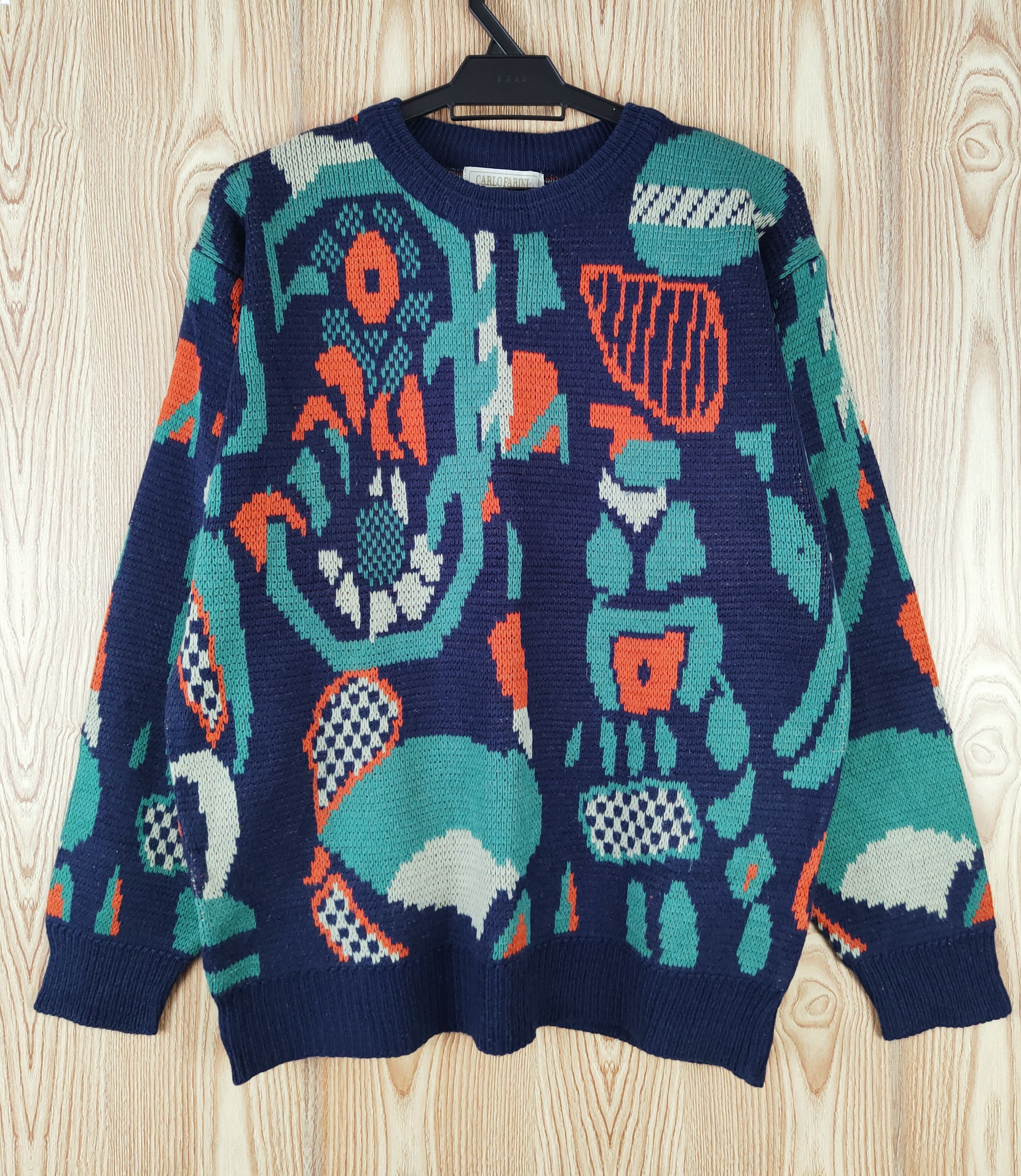 Homespun Knitwear DL Carlo Farini Dark Blue Knitwear vintage Sweatshirts #W042 Size US M / EU 48-50 / 2 - 1 Thumbnail