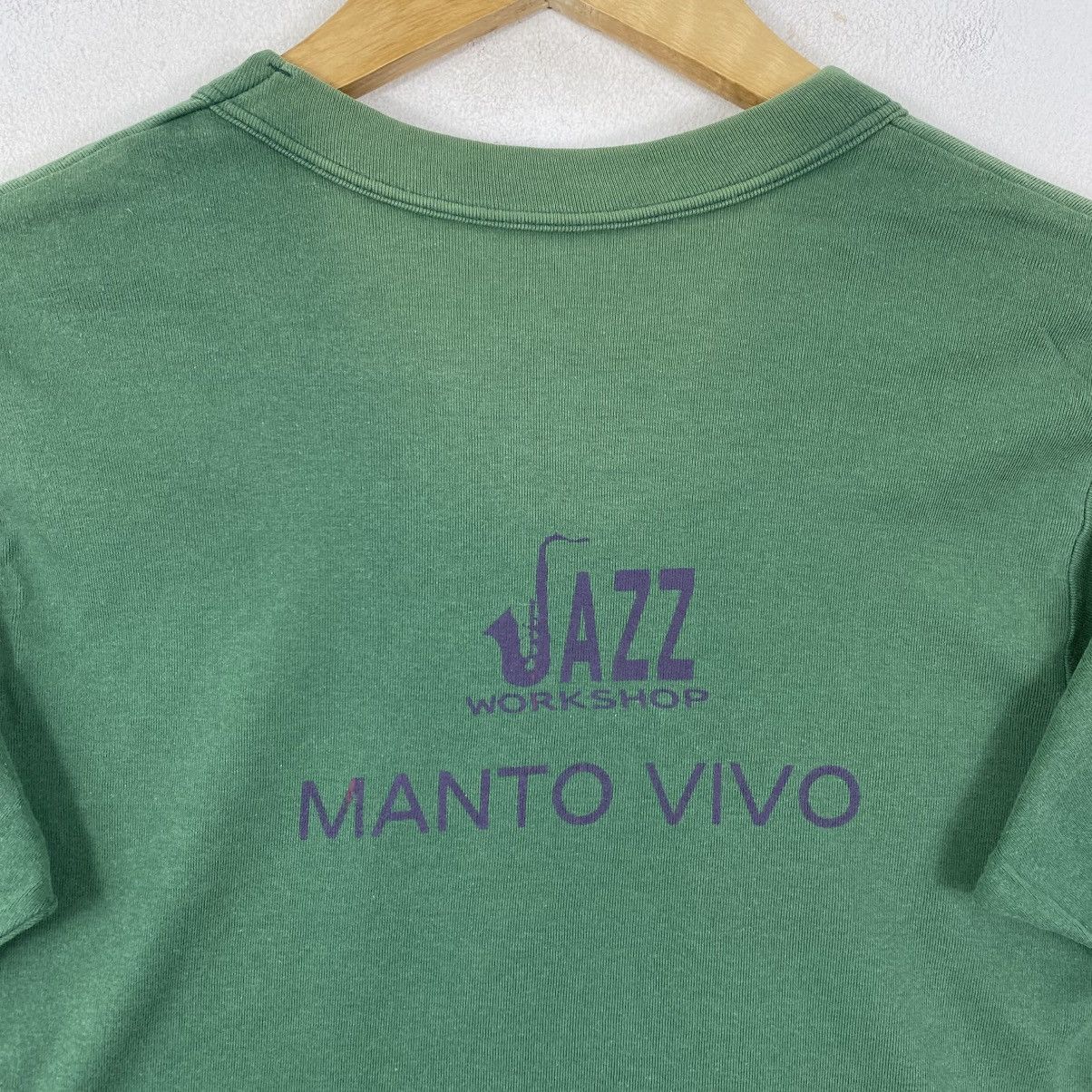 Vintage Vintage Manto Vivo Jazz Workshop Tee Japan Text Green S Size US S / EU 44-46 / 1 - 5 Thumbnail