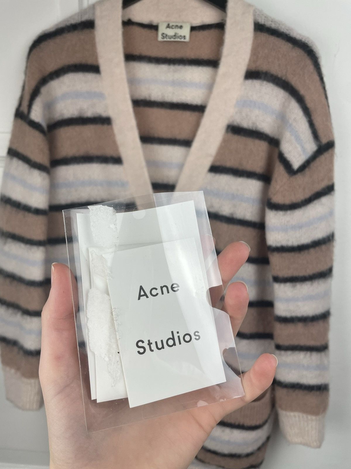 Acne Studios × Designer Acne Studios Keda fluffy Alpaca cardigan sweater striped Size S / US 4 / IT 40 - 9 Thumbnail