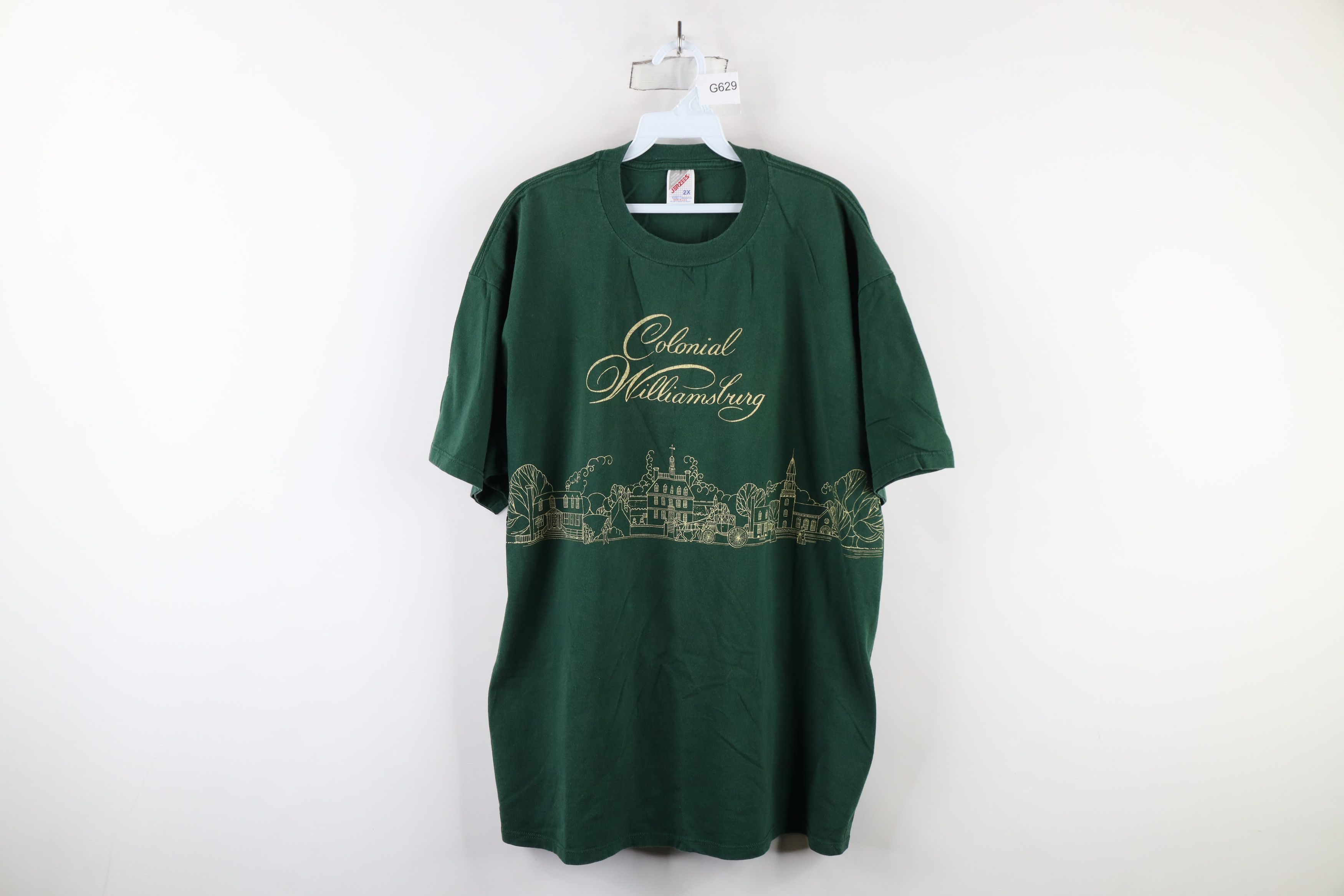 Vintage Vintage 90s Streetwear Williamsburg T-Shirt Green USA Size US XXL / EU 58 / 5 - 1 Thumbnail
