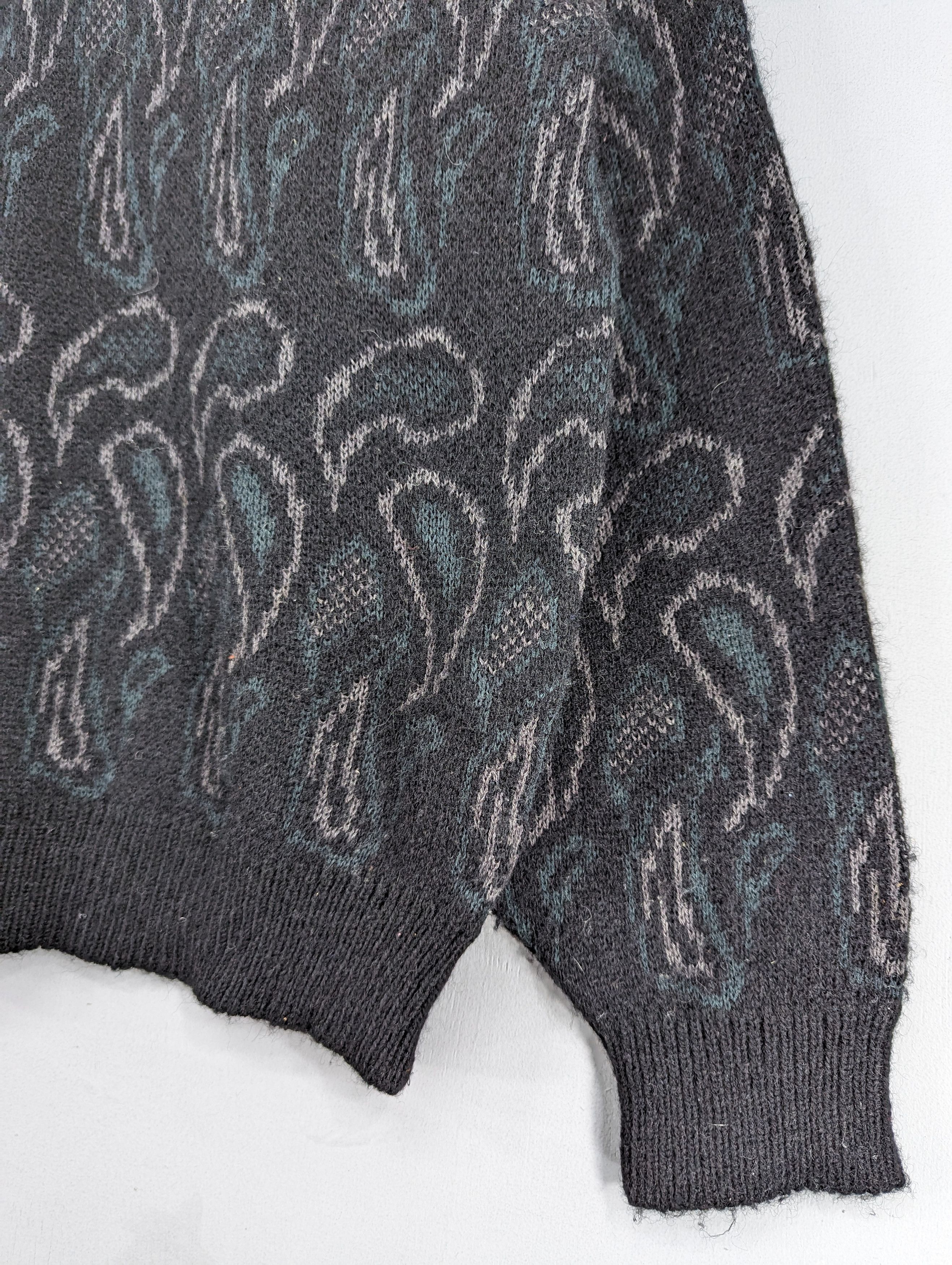 Vintage Japanese Brand Wool Knit Paisley Style Sweatshirt Size US M / EU 48-50 / 2 - 6 Thumbnail