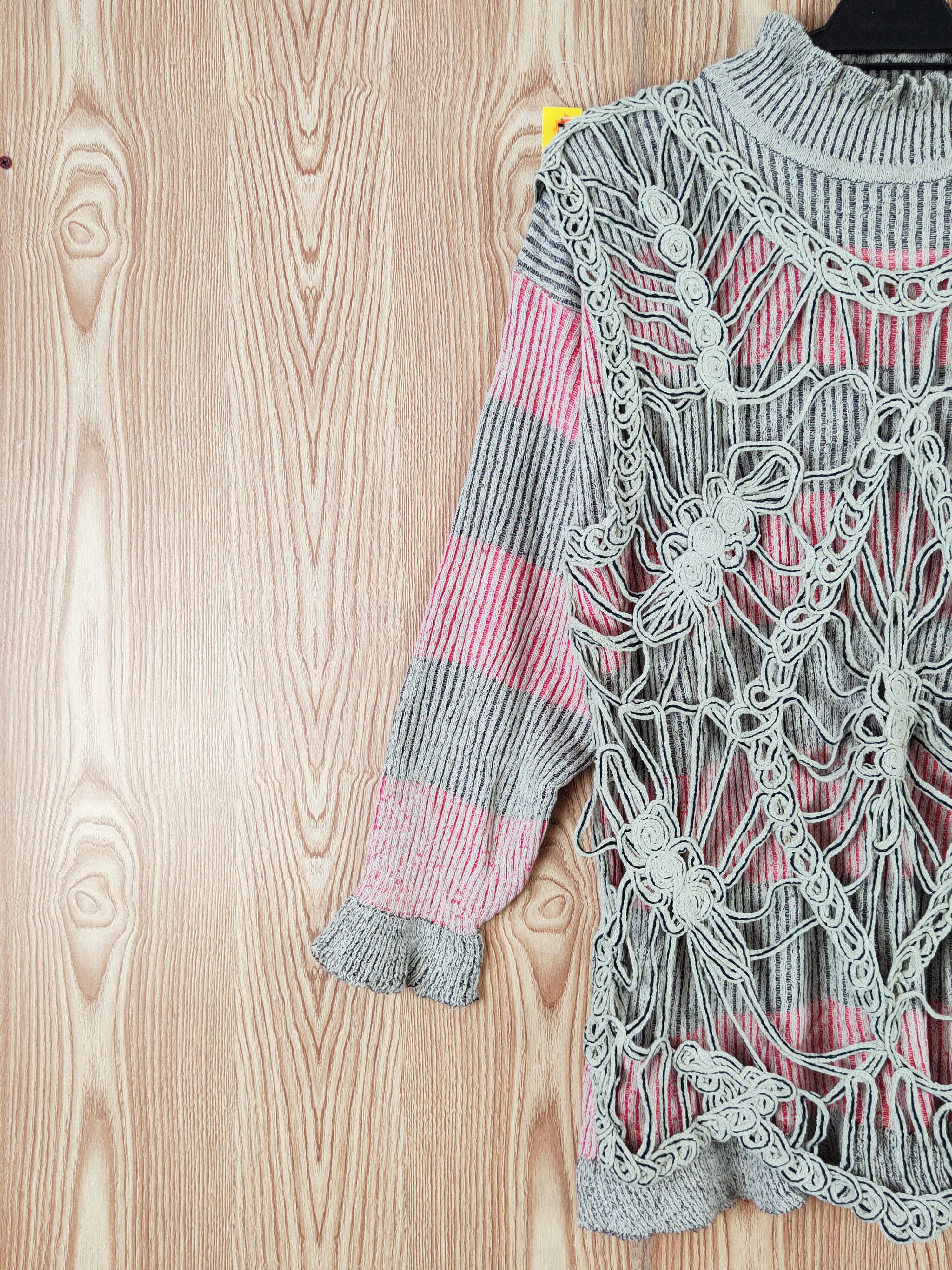 Vintage DL Peeress Mesh Net Striped Knit Like Kurt Cobain #W743 Size M / US 6-8 / IT 42-44 - 3 Thumbnail