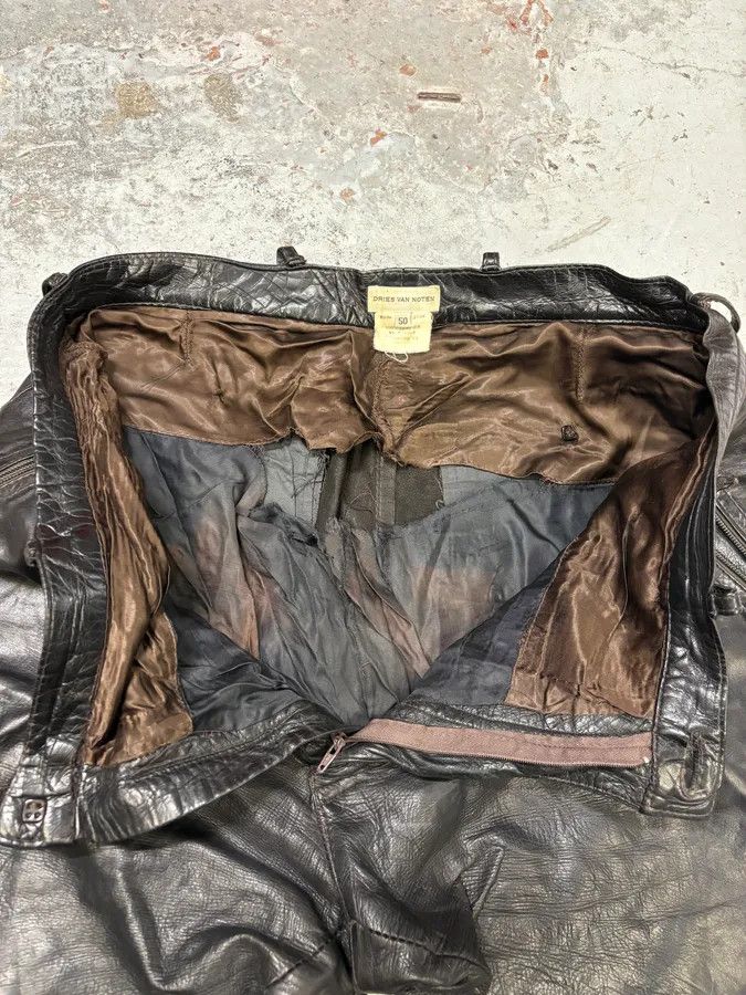 Dries Van Noten 2000s Dries Van Noten Black Eroded Leather Pants Size US 32 / EU 48 - 8 Thumbnail