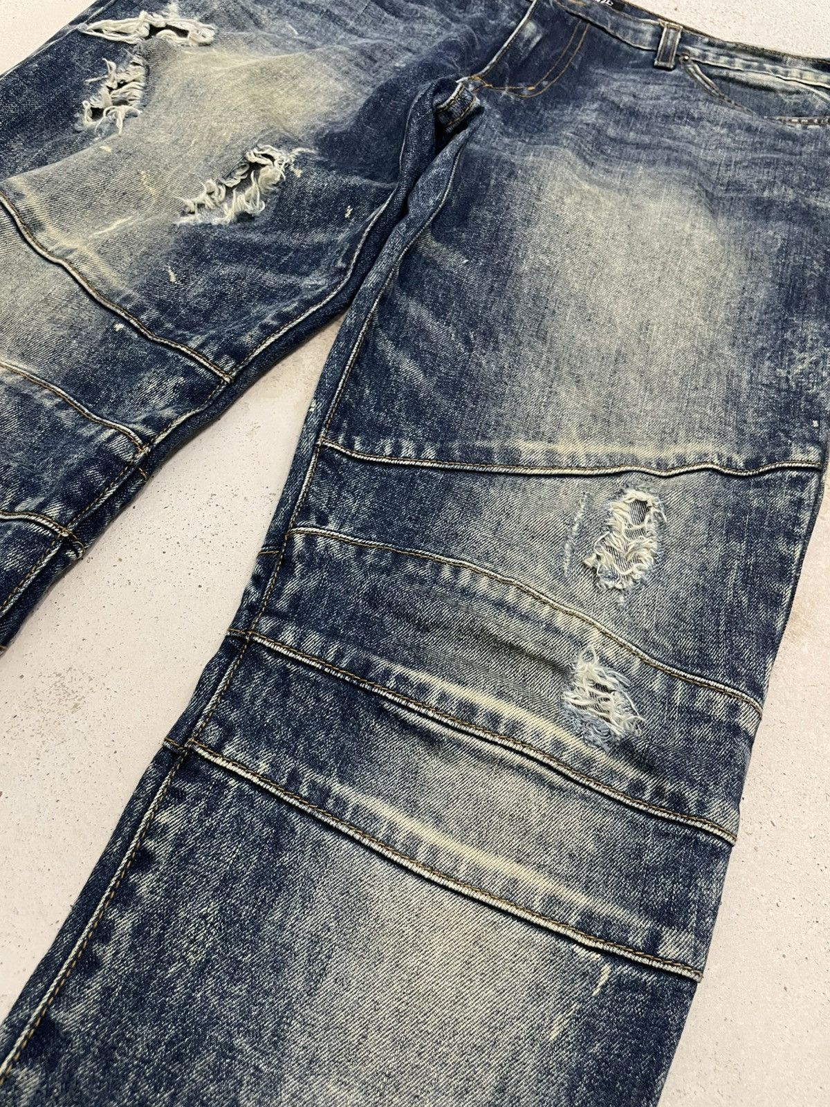 Other Rustic Dime Crazy Mudwash Distressed Biker Style Denim Pants Size US 34 / EU 50 - 8 Thumbnail