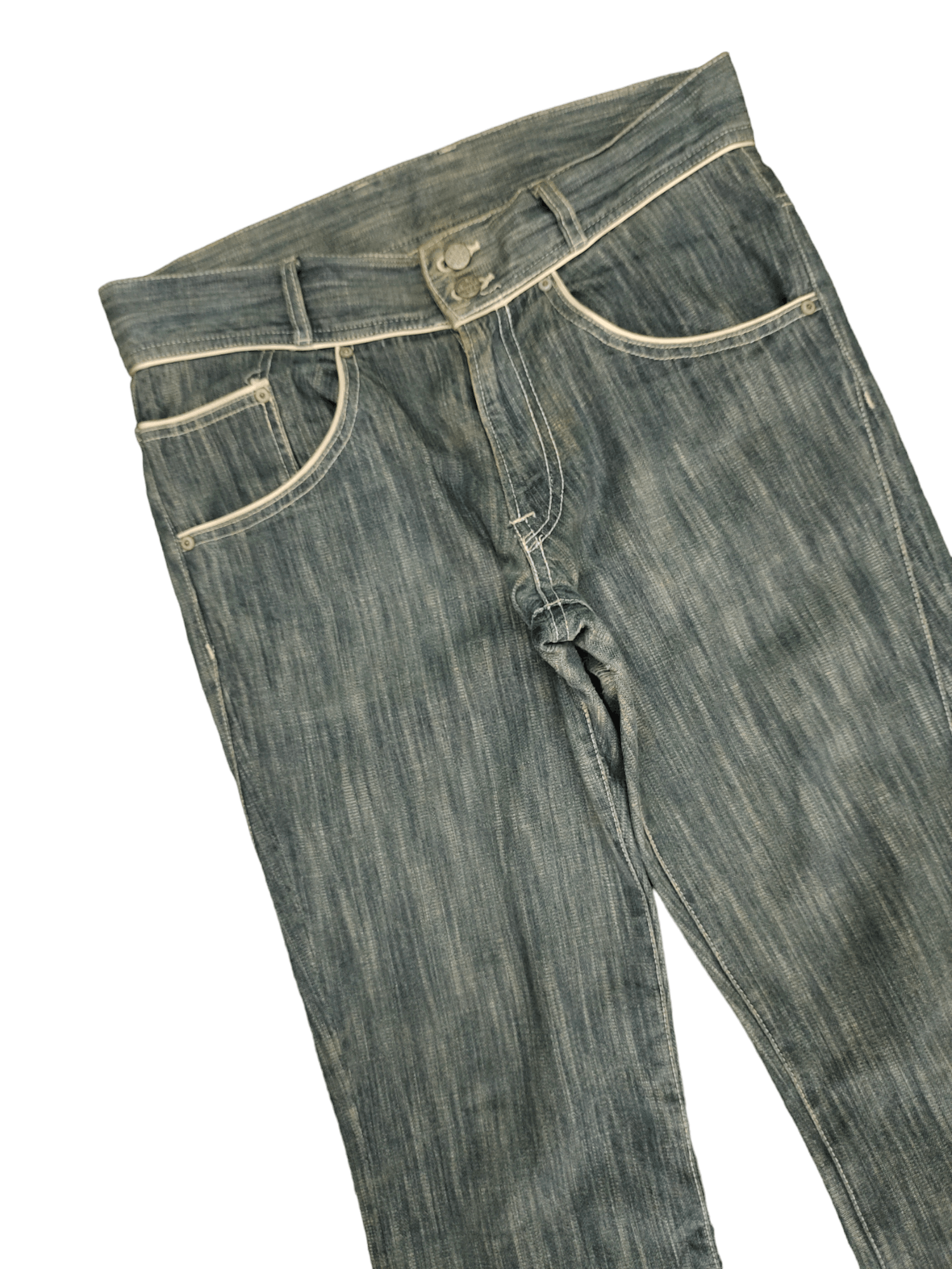 If Six Was Nine Flare Jeans Body Butter Distress Faded Boot Cut Y2k Mudmax Size US 33 - 5 Thumbnail