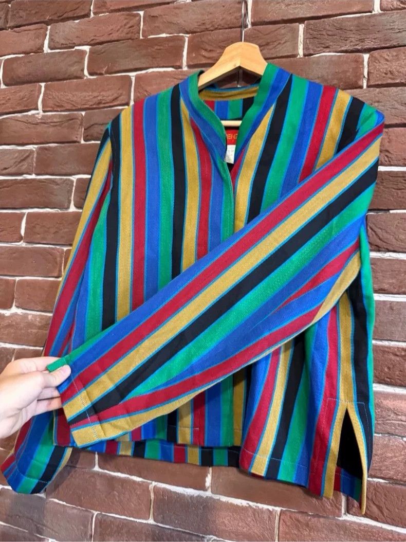 Kenzo KENZO Color striped slanted collar wool coat Size S / US 4 / IT 40 - 5 Thumbnail