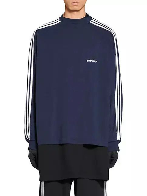 Adidas × Balenciaga o1s1wg110824 Long Sleeve T-Shirt in Blue/White Size US L / EU 52-54 / 3 - 3 Thumbnail