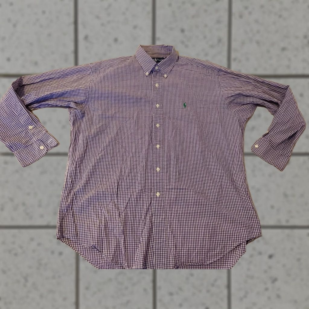 Polo Ralph Lauren Polo Ralph Lauren Shirt Mens L Purple Dress Button Cotton Size 42R - 1 Thumbnail