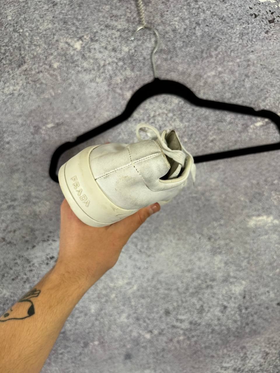 Prada × Vintage Prada Leather Lace-Up Sneakers White Women's 38 Size Size US 8 / IT 38 - 11 Thumbnail