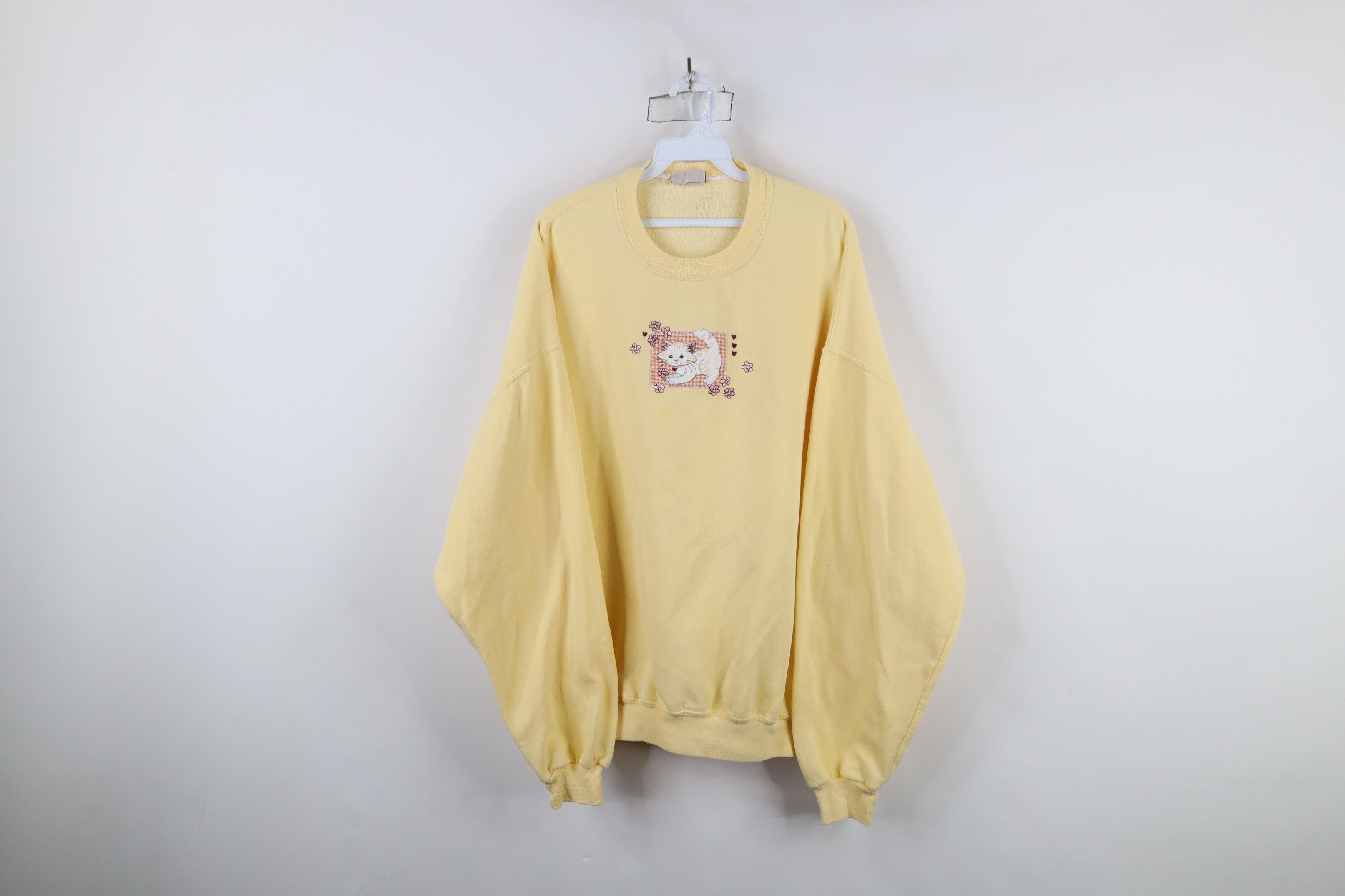 Vintage Vintage 90s Streetwear Cat Kitten Flower Cat Lady Sweatshirt Size 3XL / US 20-22 - 1 Thumbnail