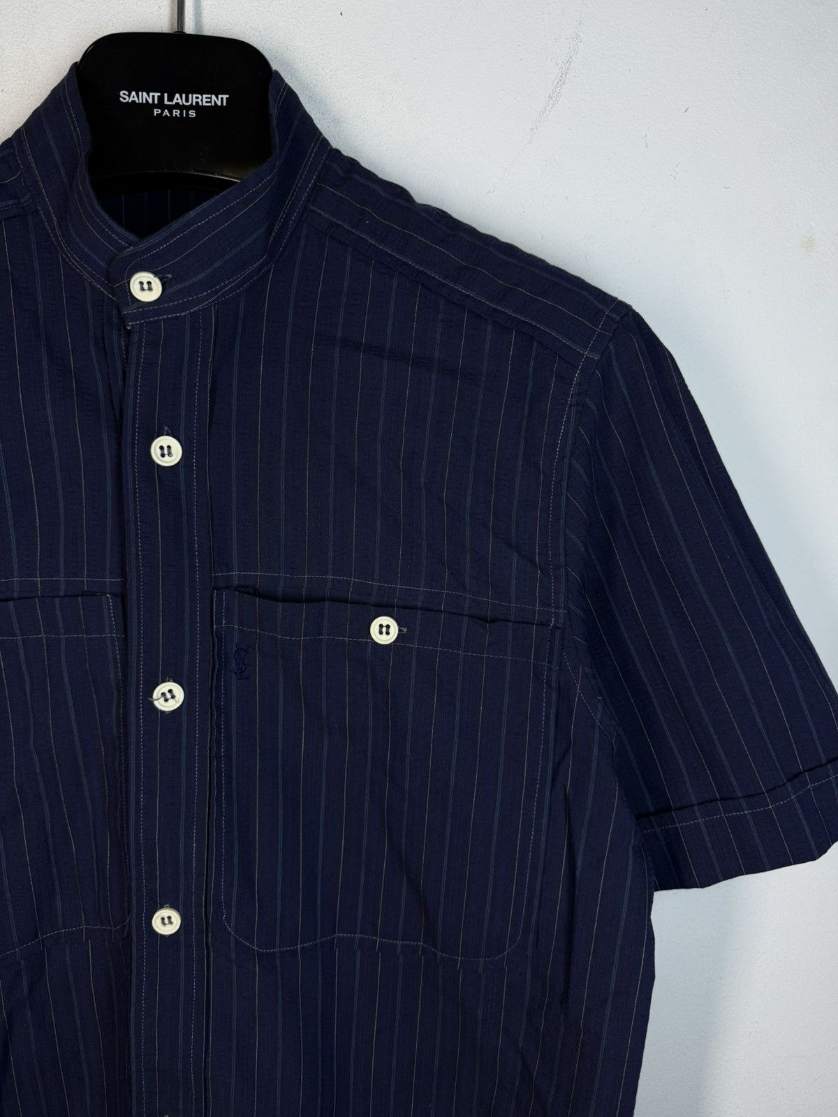 Yves Saint Laurent 90s YSL Shirt Button Up Short Sleeve Collar Logo Vintage y2k Size US S / EU 44-46 / 1 - 1 Thumbnail