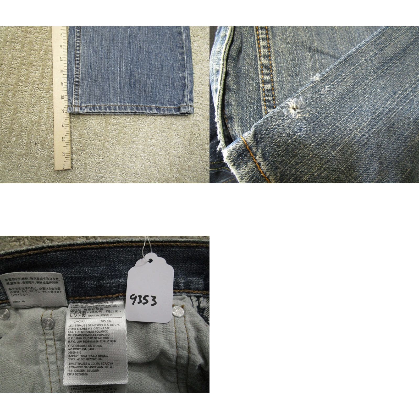 Levi's Levi's 559 Jeans Men 36x34 Relaxed Straight Leg Distressed Light Wash Denim Jeans Regular Blue Size US 36 / EU 52 - 8 Thumbnail