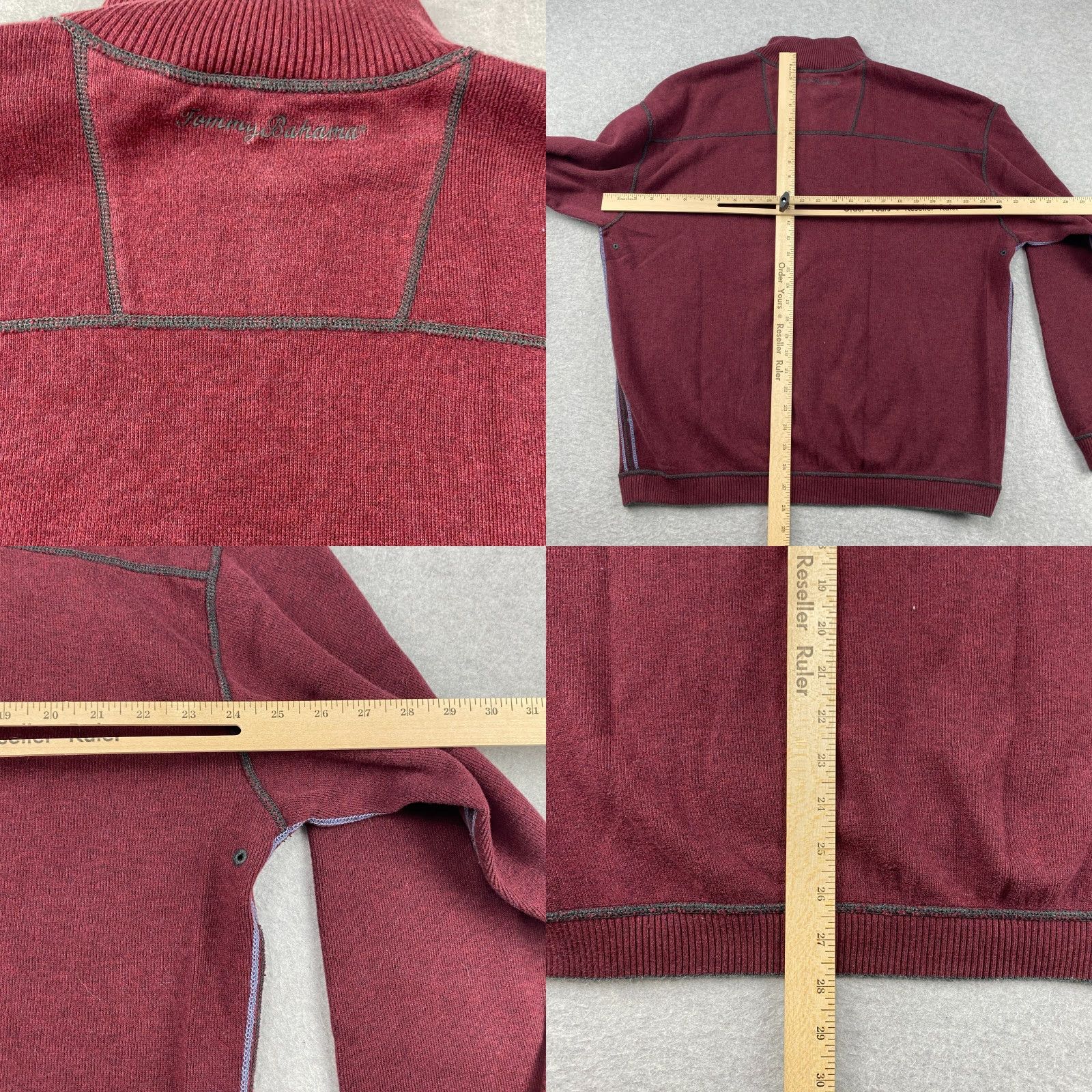 Tommy Bahama Tommy Bahama Reversible Sweater Mens Large L Maroon Gray 1/4 Zip Long Sleeve Size US L / EU 52-54 / 3 - 8 Thumbnail