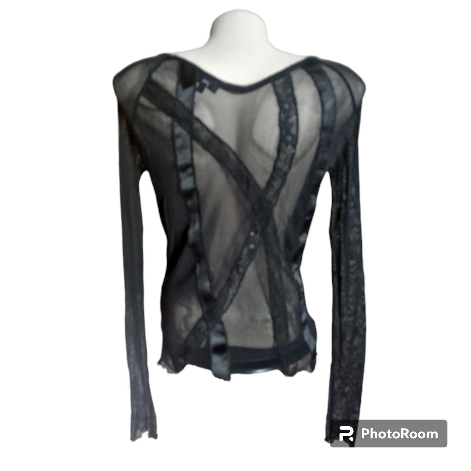 Other Avant Garde sheer mesh longsleeve blouse black color sz L/XL Size L / US 10 / IT 46 - 3 Thumbnail