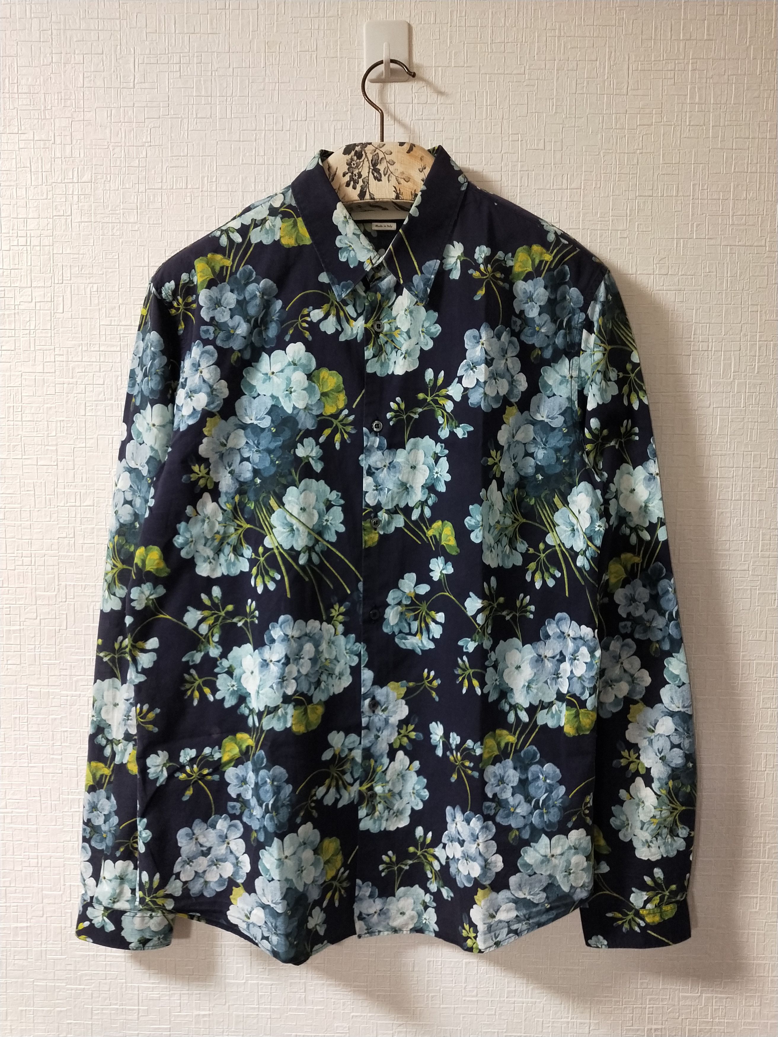 image of Gucci Blooms Floral Shirt in Blue, Men's (Size Medium)