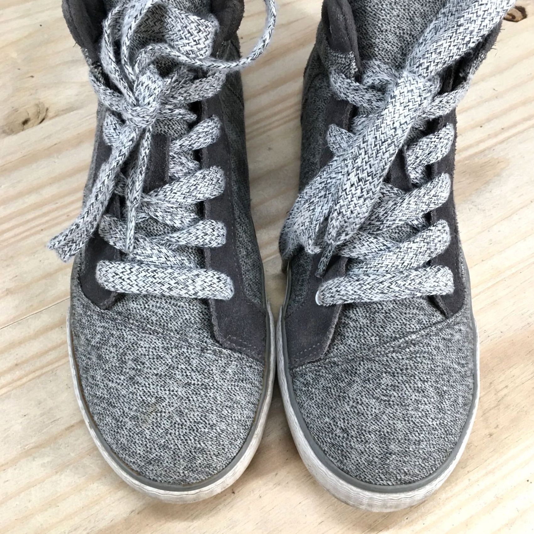 Toms TOMS Women Sneakers 9.5 Camila Casual Mid Top Gray Fabric Lace Up Shoes Size L / US 10 / IT 46 - 7 Thumbnail
