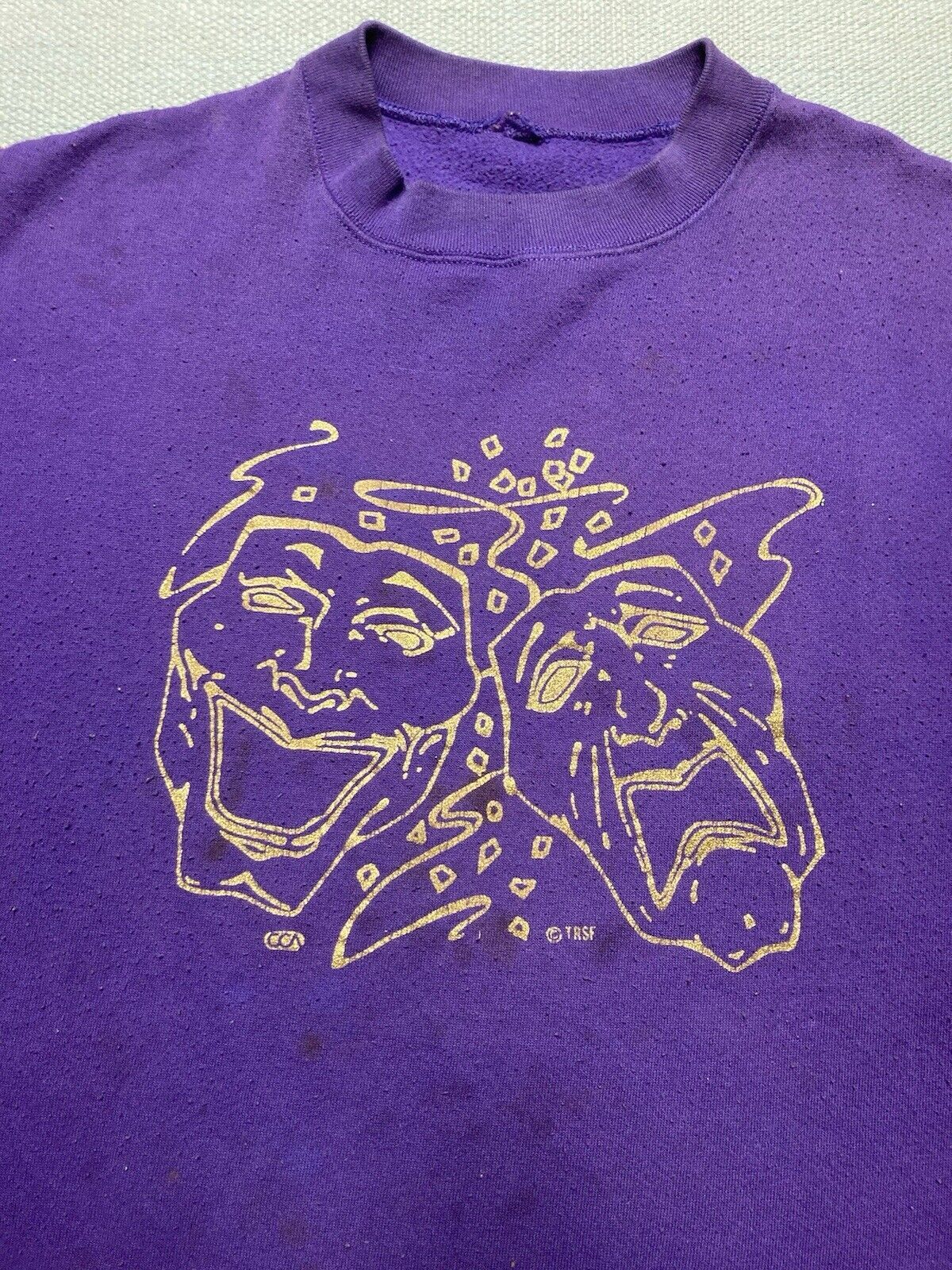Vintage VTG 80s sweatshirt happy sad mask theatre comedy tragedy XXL Size XXL / US 16-18 / IT 52-54 - 2 Thumbnail