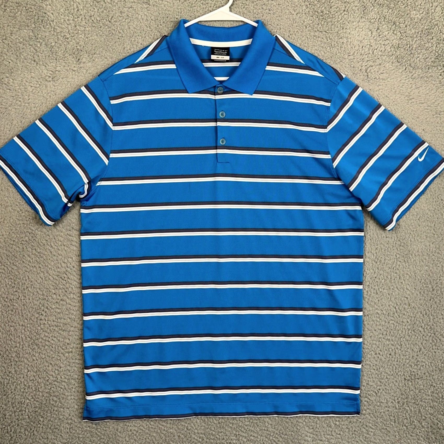 Nike Nike Tour Performance Polo Shirt Mens XL Blue Dri-Fit Golf Rugby Stripes EUC Size US XL / EU 56 / 4 - 3 Thumbnail