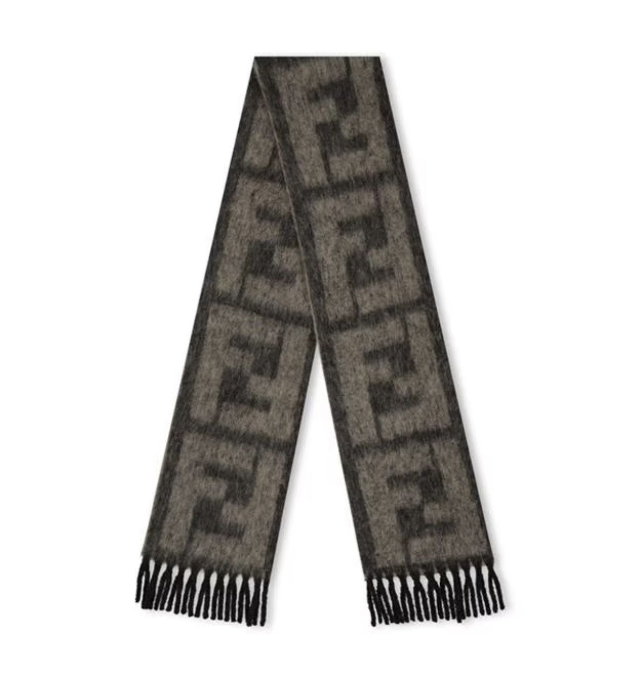 image of Fendi Originale Alpaca And Wool Scarf in Brown, Men's