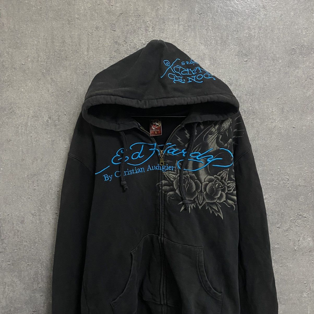 Ed Hardy Vintage Ed Hardy Zip Hoodie All Print By Christian Audigier Size US L / EU 52-54 / 3 - 4 Thumbnail