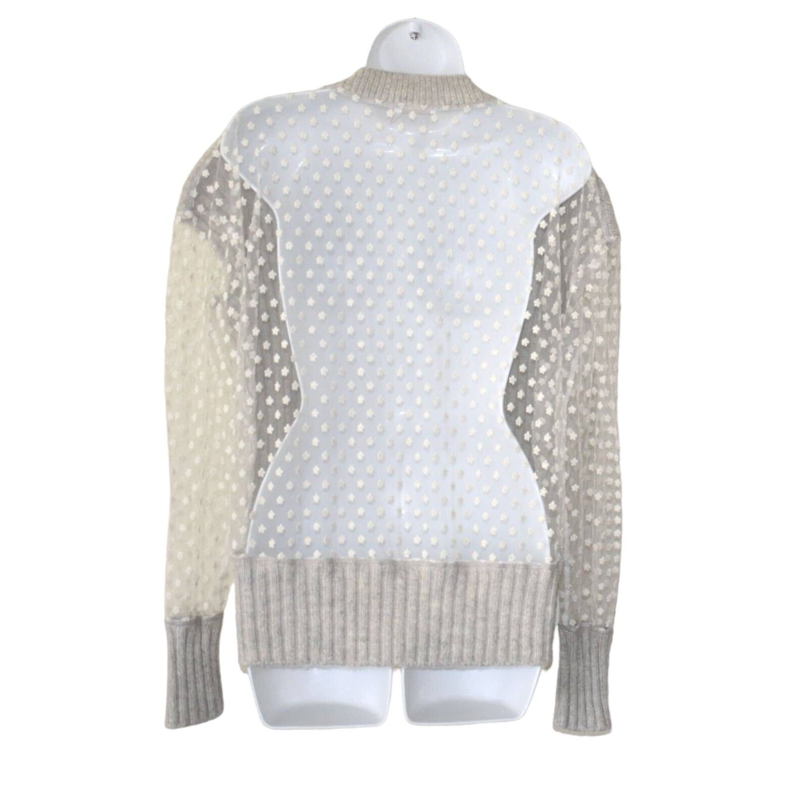 See by Chloe SEE BY CHLOE Grey Wool Sheer Back Sleeve Floral Sweater Sz L Size L / US 10 / IT 46 - 2 Thumbnail