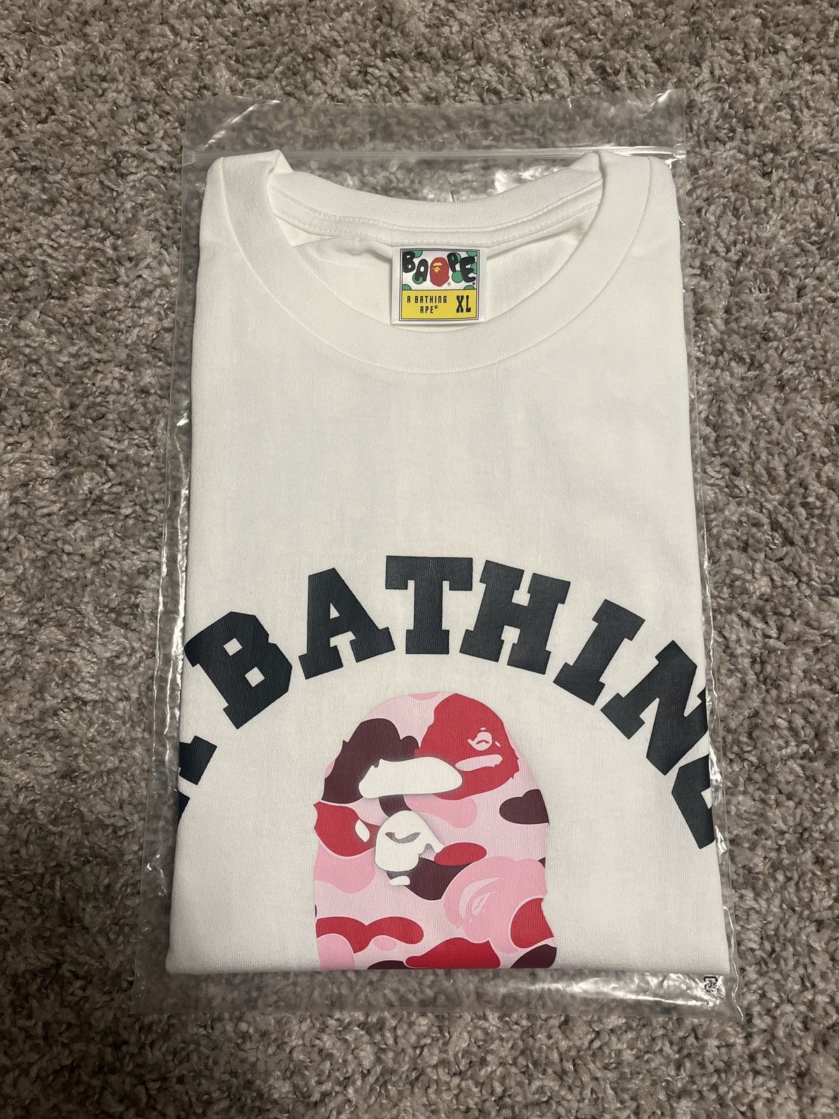 Bape Bape store Hiroshima exclusive pink college tee Size US XL / EU 56 / 4 - 1 Thumbnail