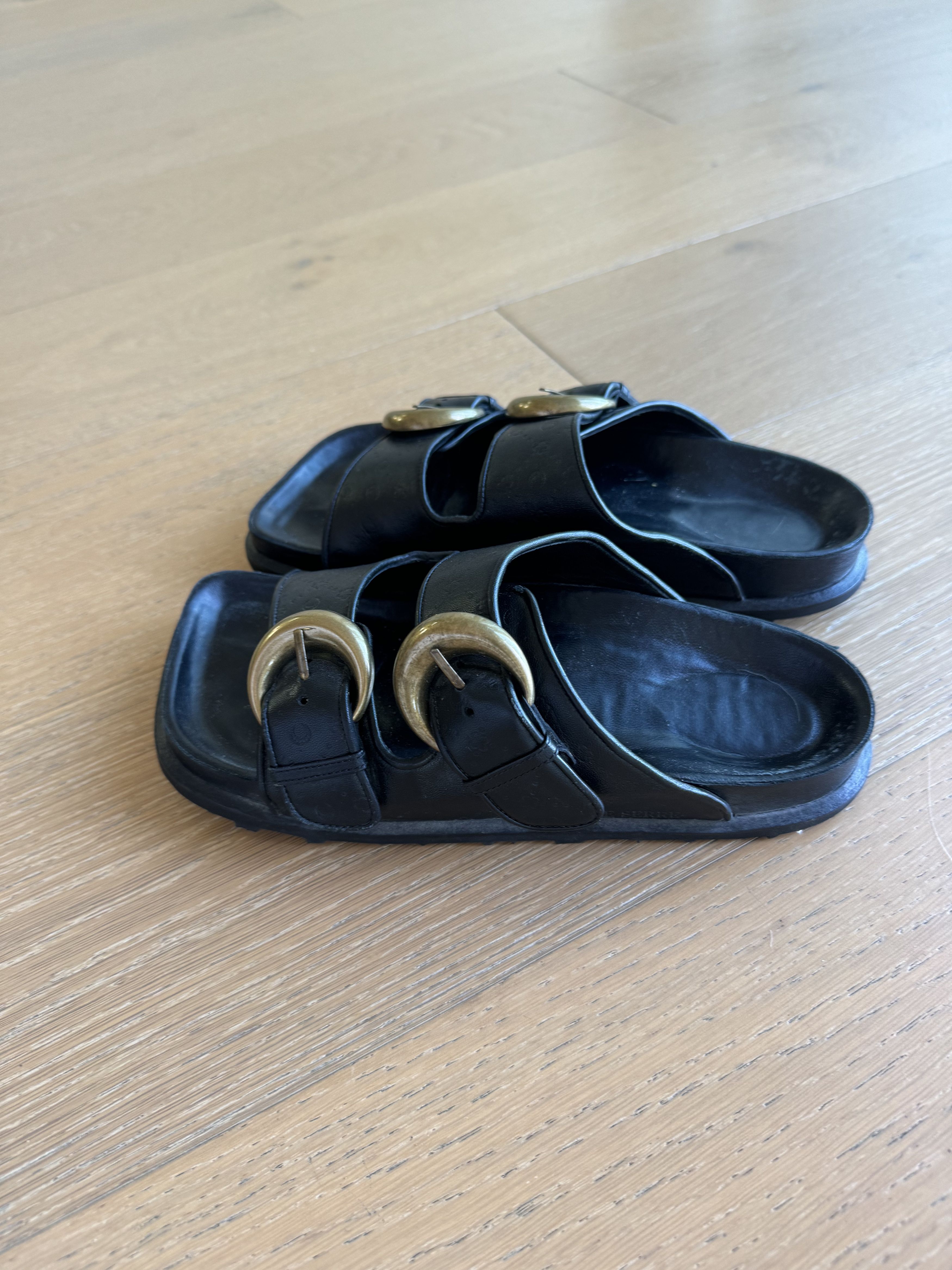 Marine Serre MARINE SERRE logo-debossed leather sandals Size US 9 / IT 39 - 2 Thumbnail