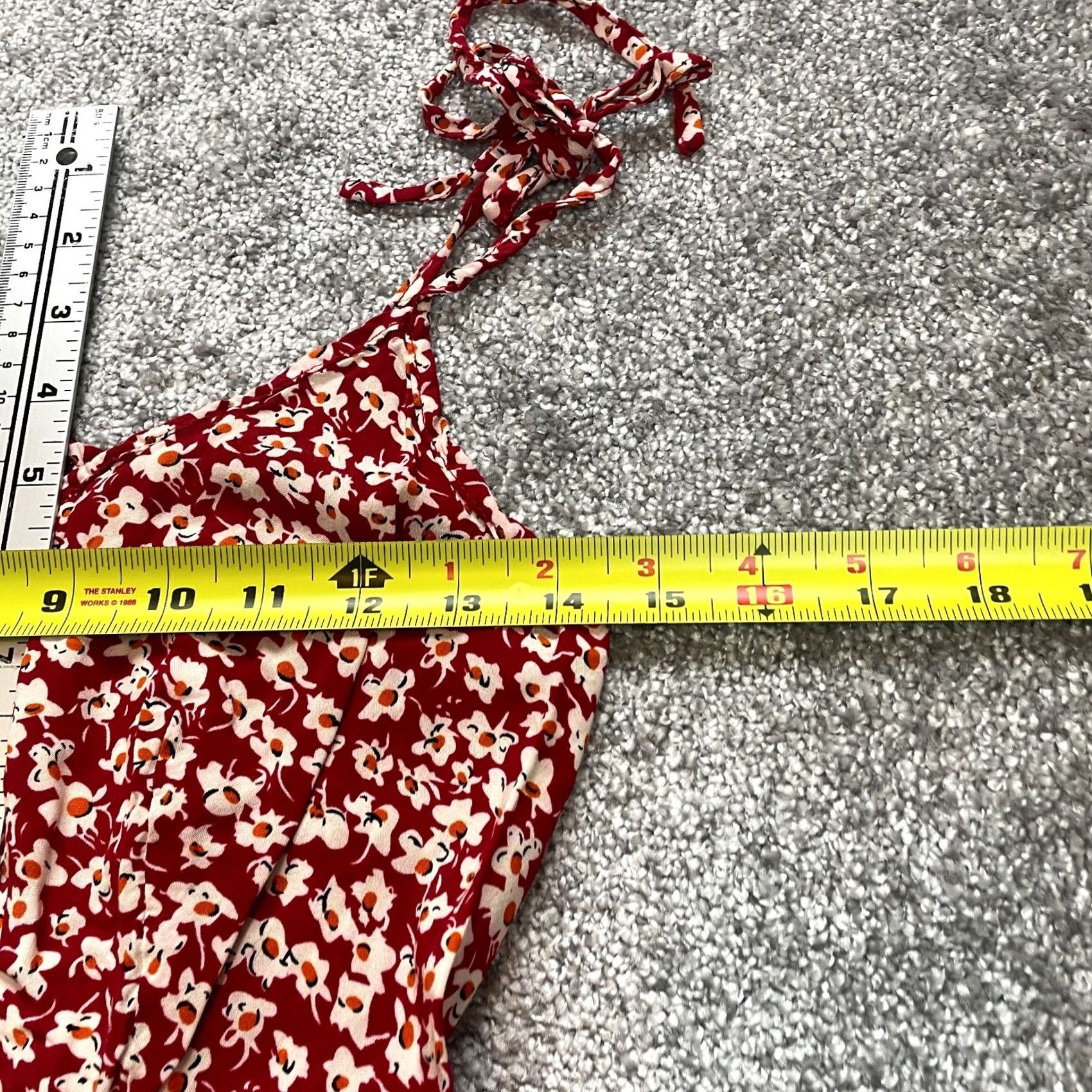 Vintage Umbranded Sundress Juniors 7 Red Floral Sleeveless Tank Midi Soft Rayon Jersey Dress Size M / US 6-8 / IT 42-44 - 4 Thumbnail