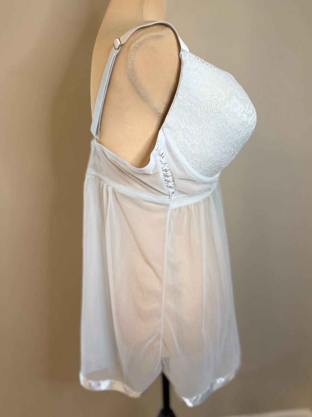 Other White floral lace bra lingerie top sheer mesh camisole SZ 1X Size ONE SIZE - 2 Thumbnail